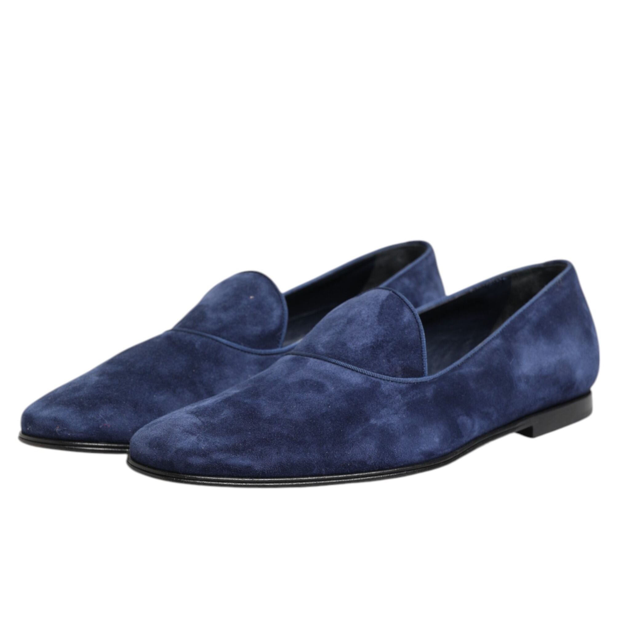Dolce & Gabbana Blue Velvet DG Logo Loafers Formal Shoes