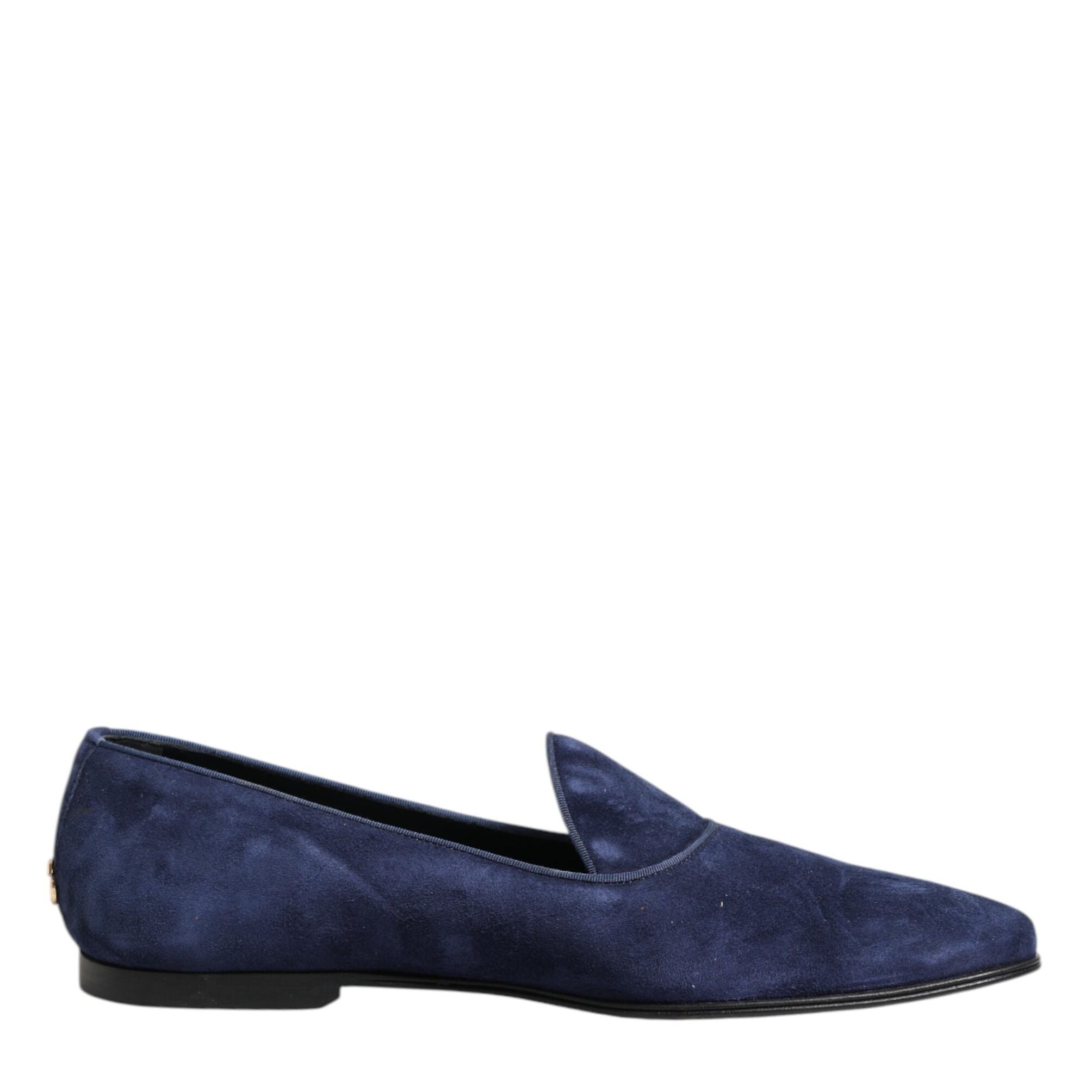 Dolce & Gabbana Blue Velvet DG Logo Loafers Formal Shoes