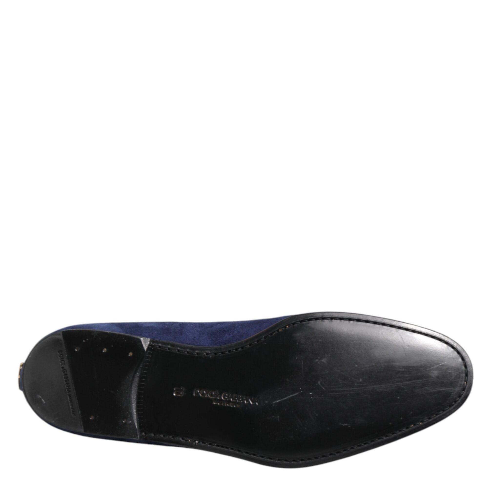 Dolce & Gabbana Blue Velvet DG Logo Loafers Formal Shoes