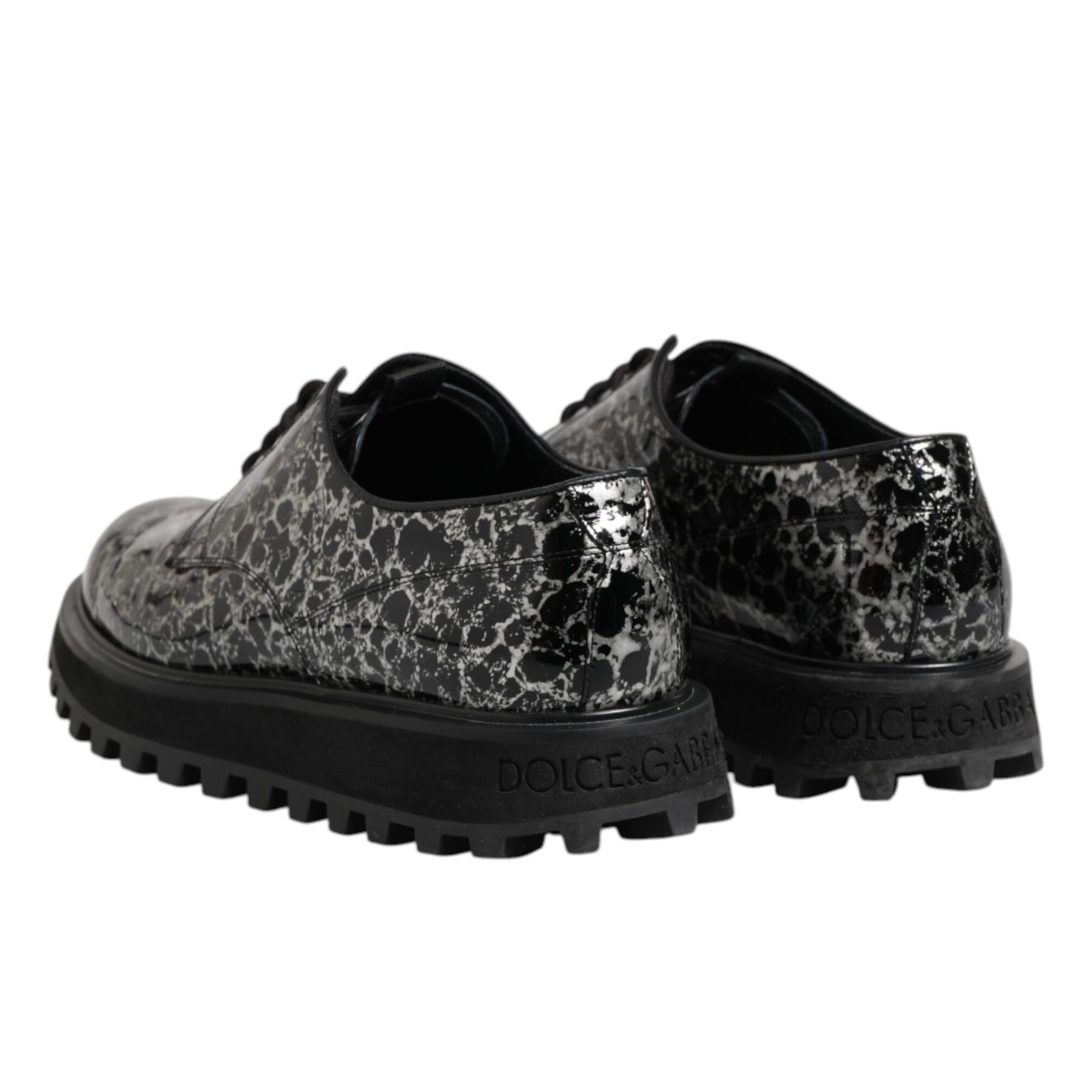 Dolce & Gabbana Black White Calfskin Chunky Derby Shoes