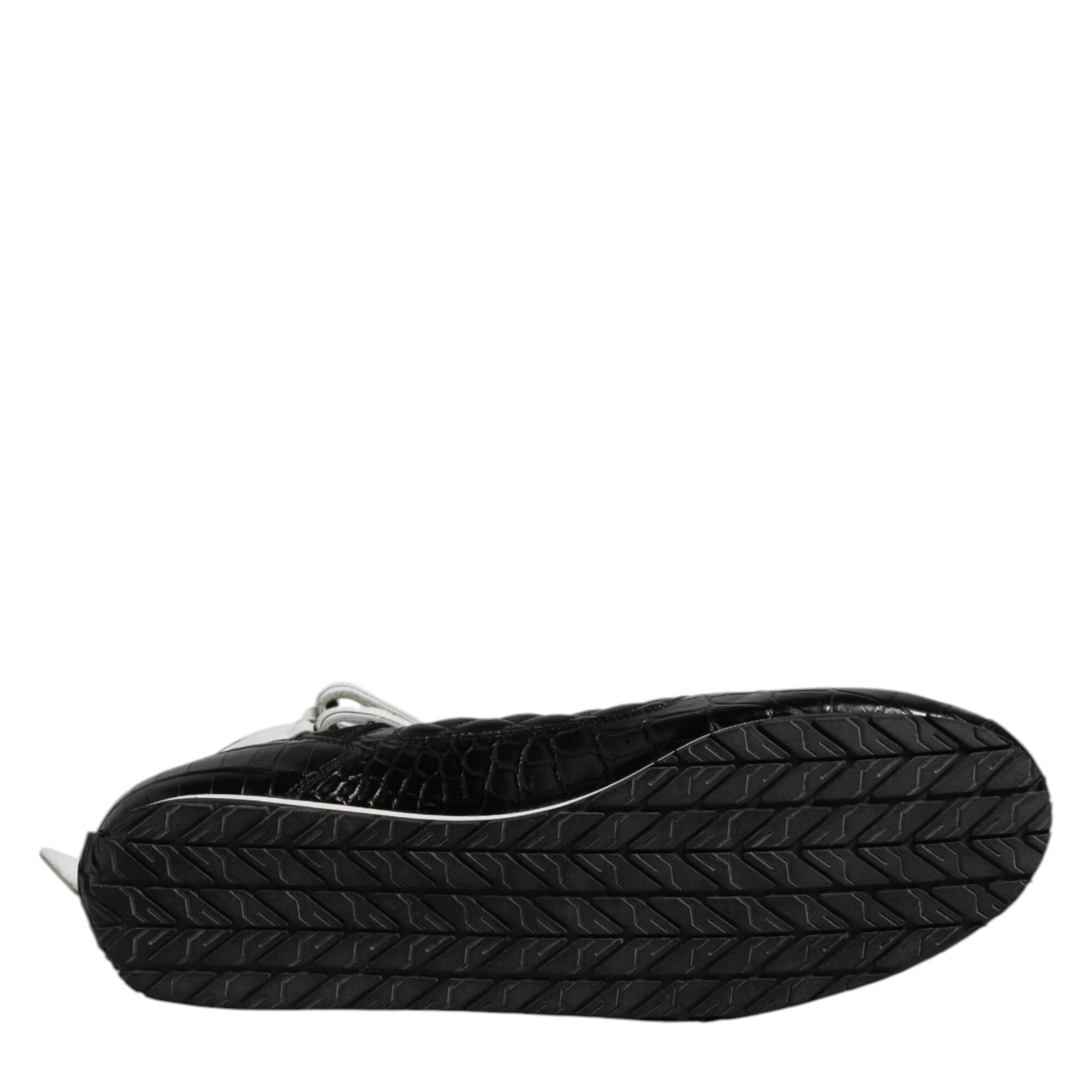 Dolce & Gabbana Black Quilted Leather Lace Up Sneakers Shoes