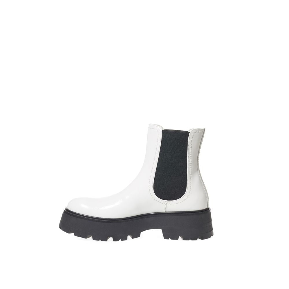 Alexander McQueen Black And White Leather Chelsea Boots