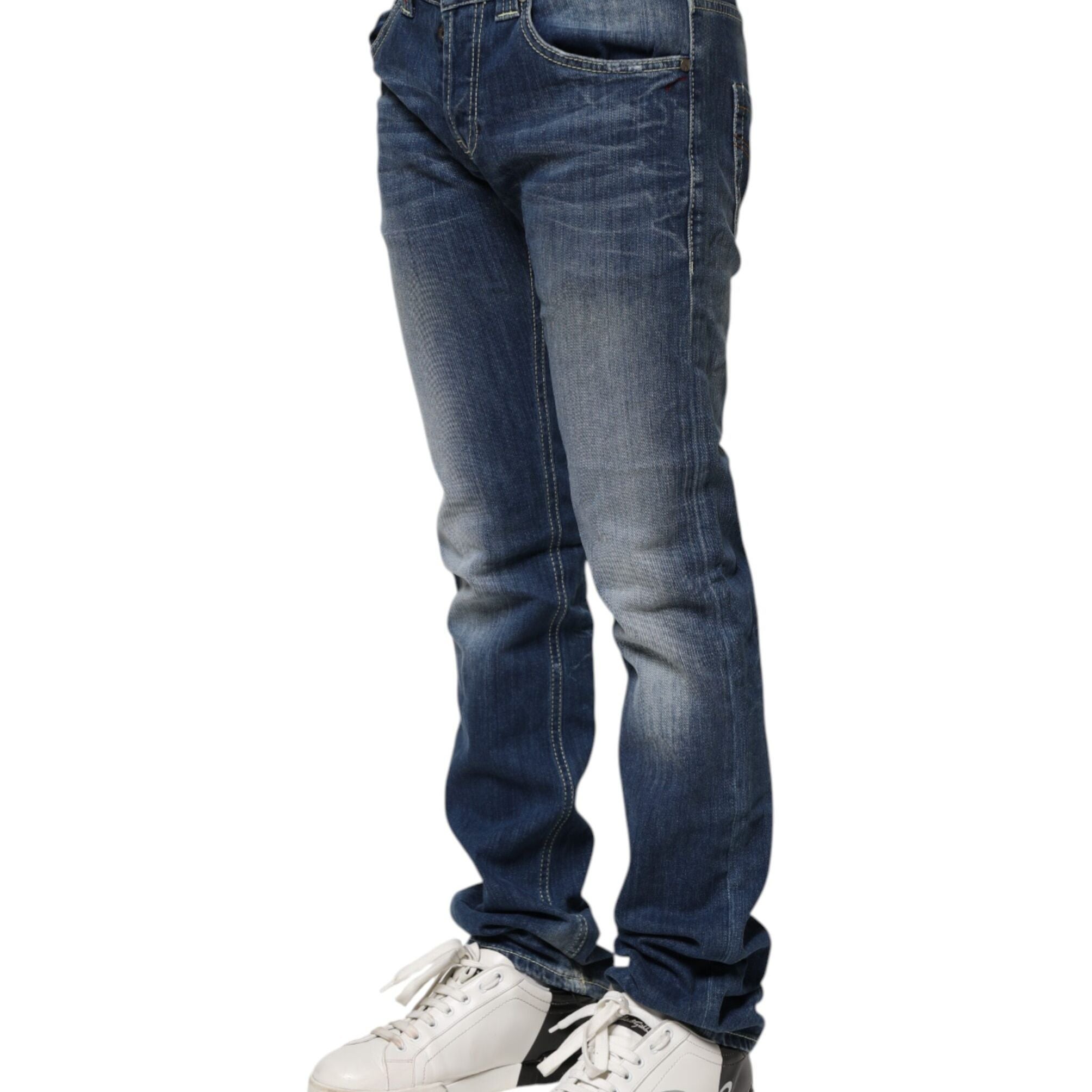Dondup Blue Washed Skinny Fit Casual Men Denim Jeans