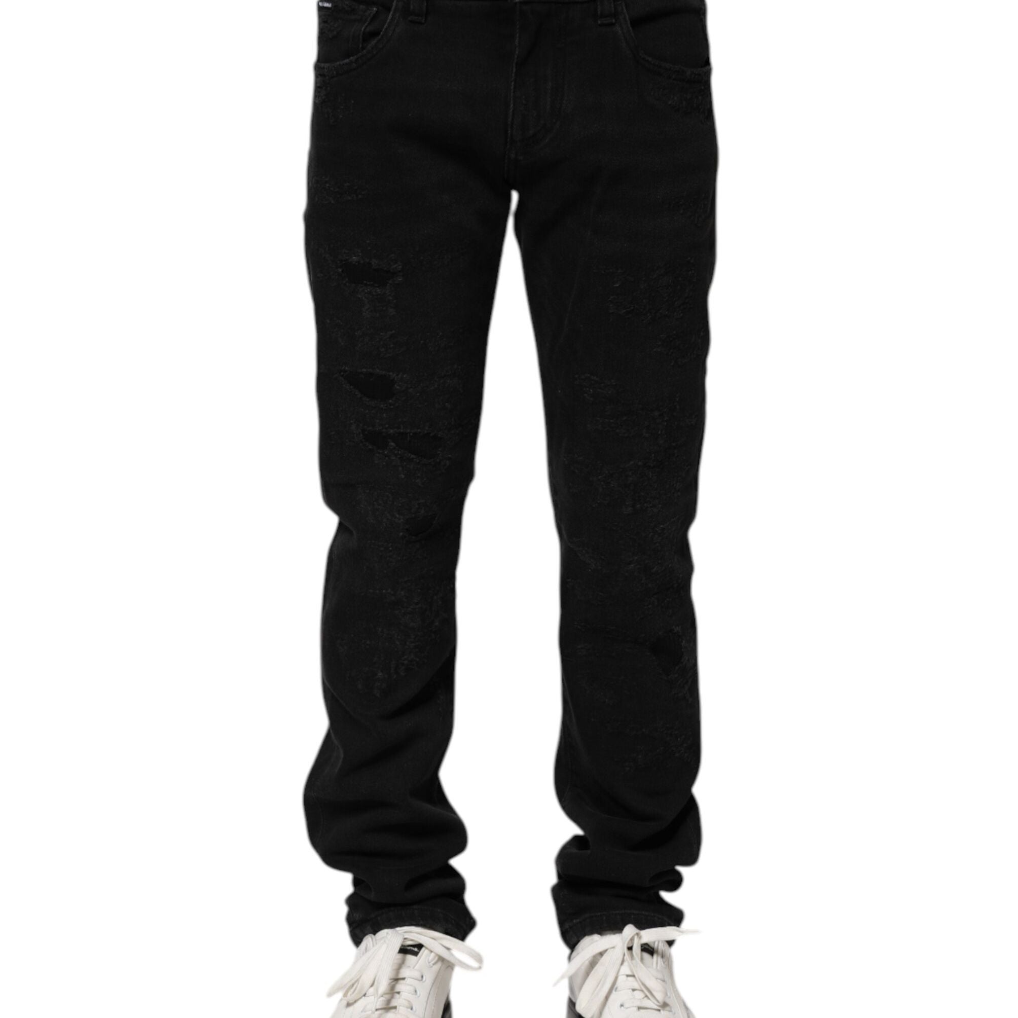 Dolce & Gabbana Black Cotton Skinny Men Denim Jeans