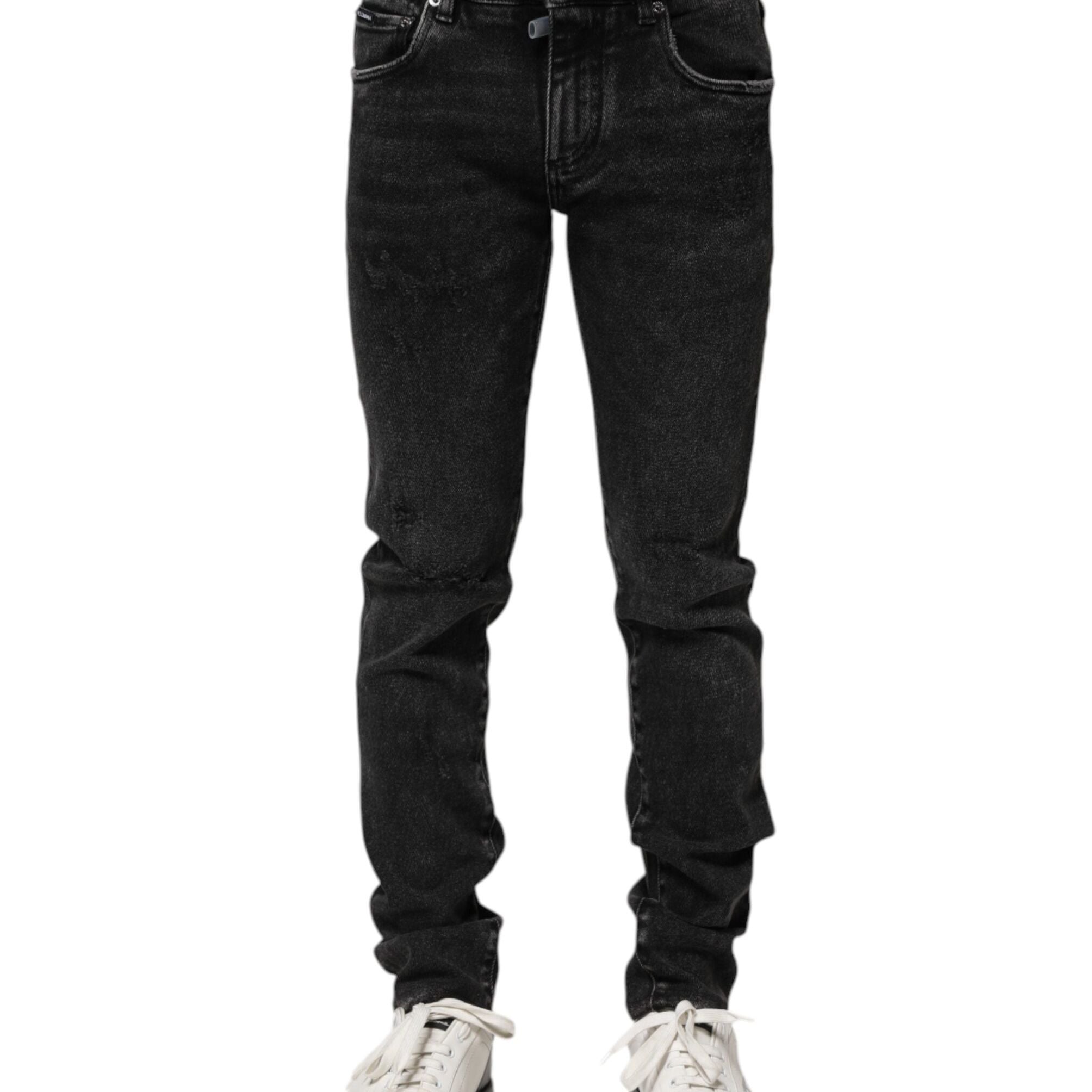 Dolce & Gabbana Black Cotton Skinny Men Denim Jeans