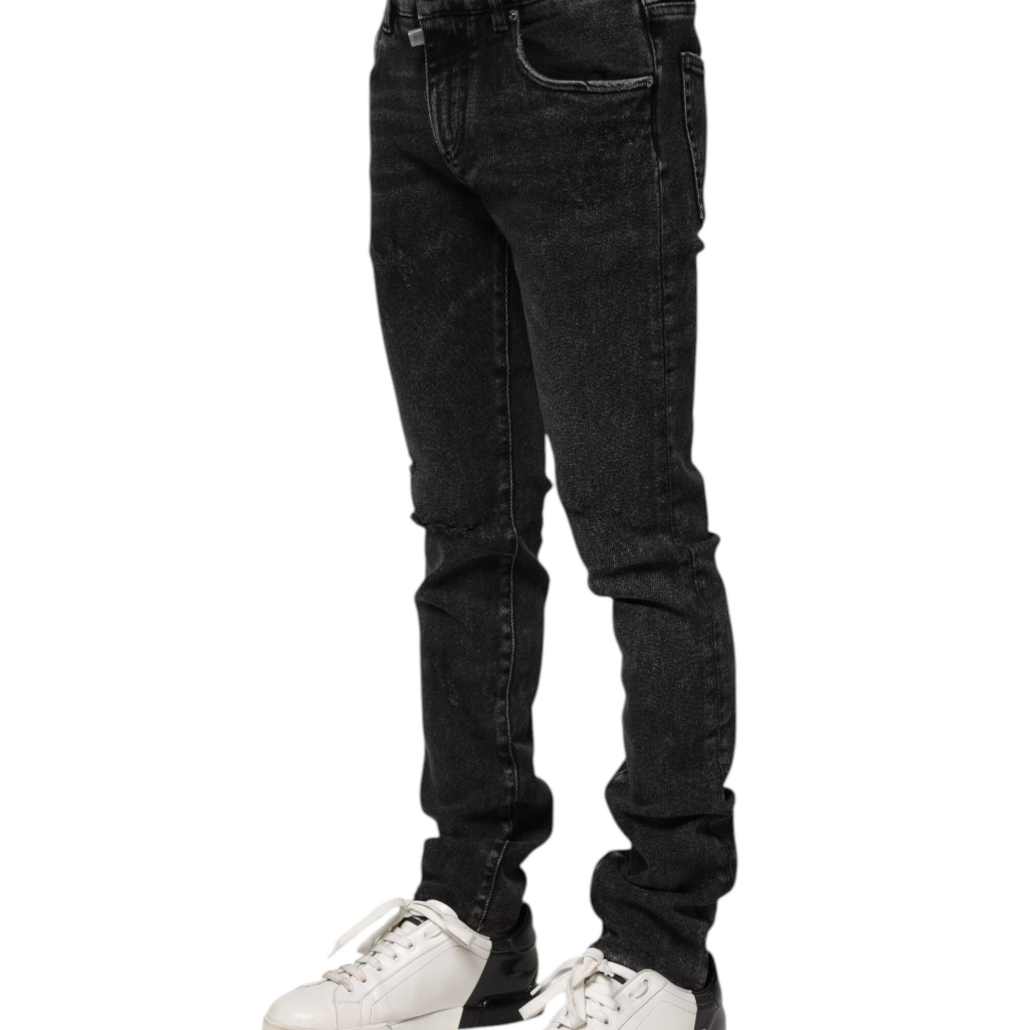 Dolce & Gabbana Black Cotton Skinny Men Denim Jeans