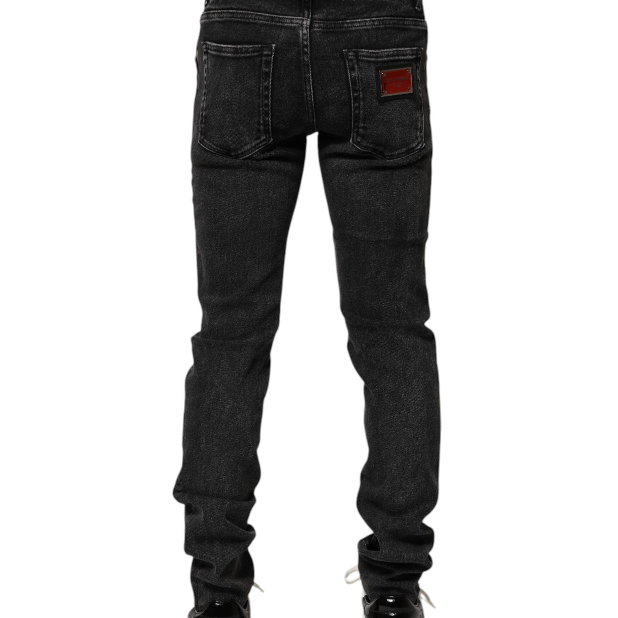 Dolce & Gabbana Black Cotton Skinny Men Denim Jeans