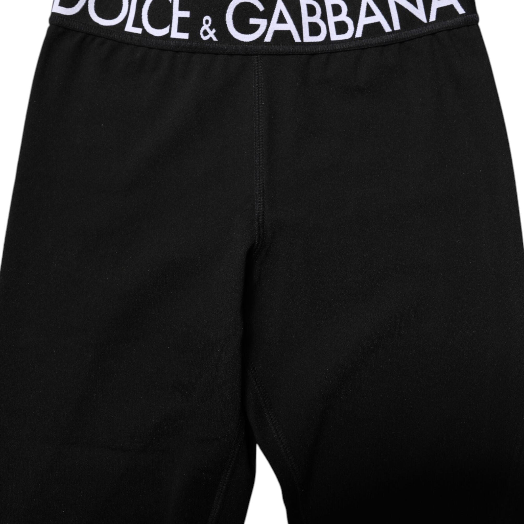 Dolce & Gabbana Black Silver Nylon Skinny Men Leggings Pants