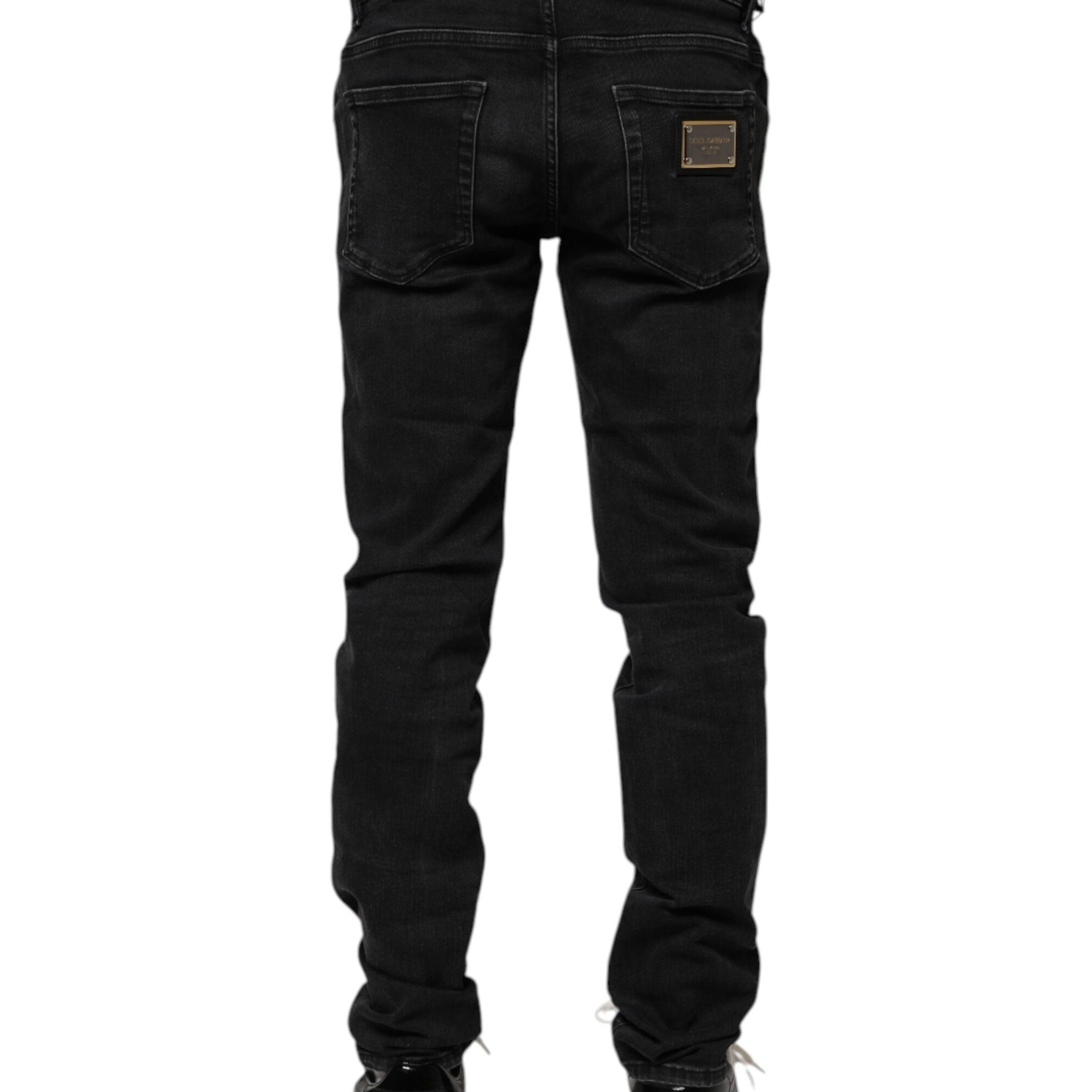 Dolce & Gabbana Black Cotton Skinny Men Denim Jeans