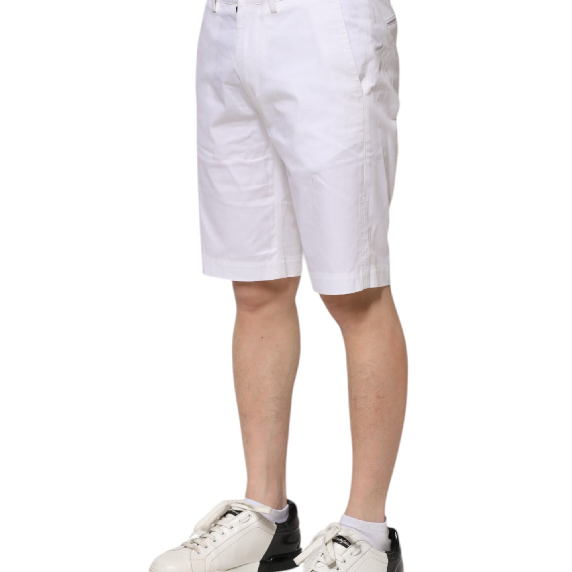 Dolce & Gabbana White Cotton Stretch Men Denim Bermuda Shorts