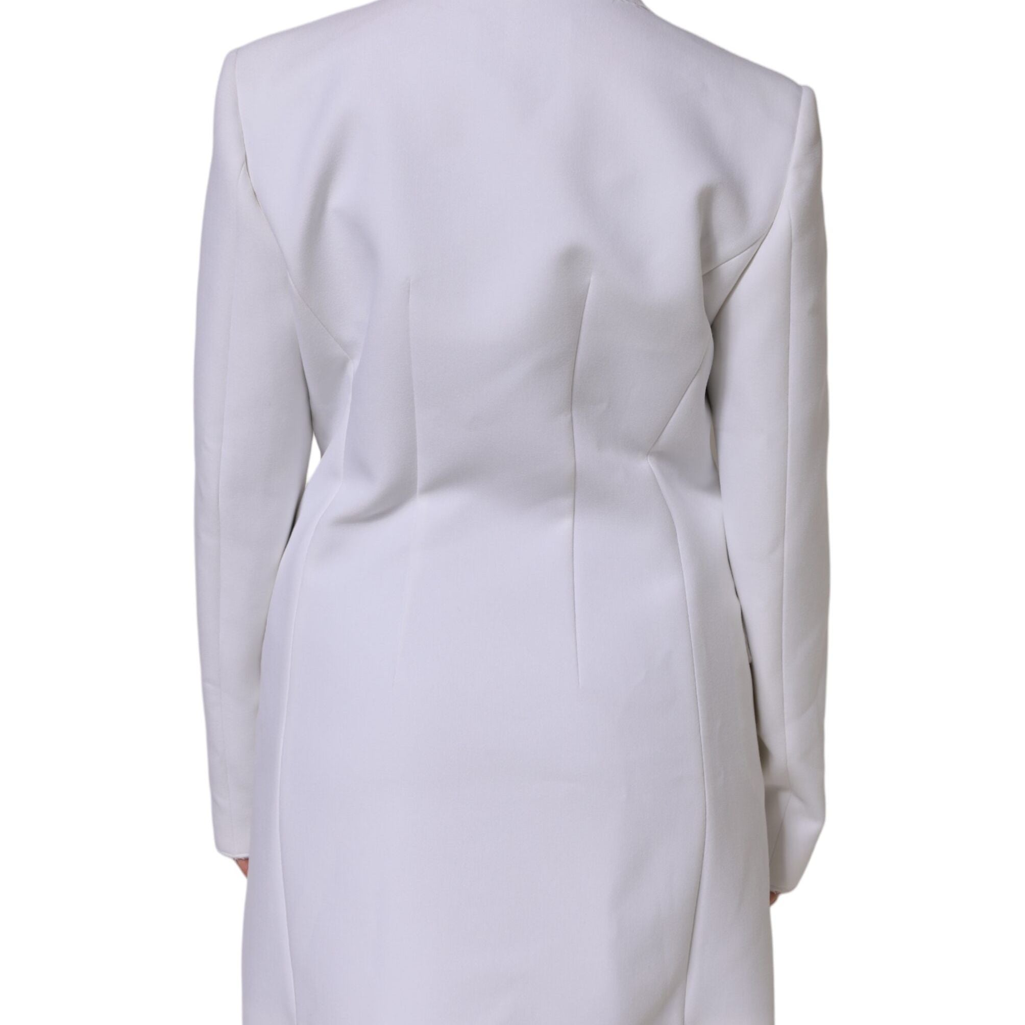 MSGM White Polyester Long Sleeves Ruffled Wrap Jacket