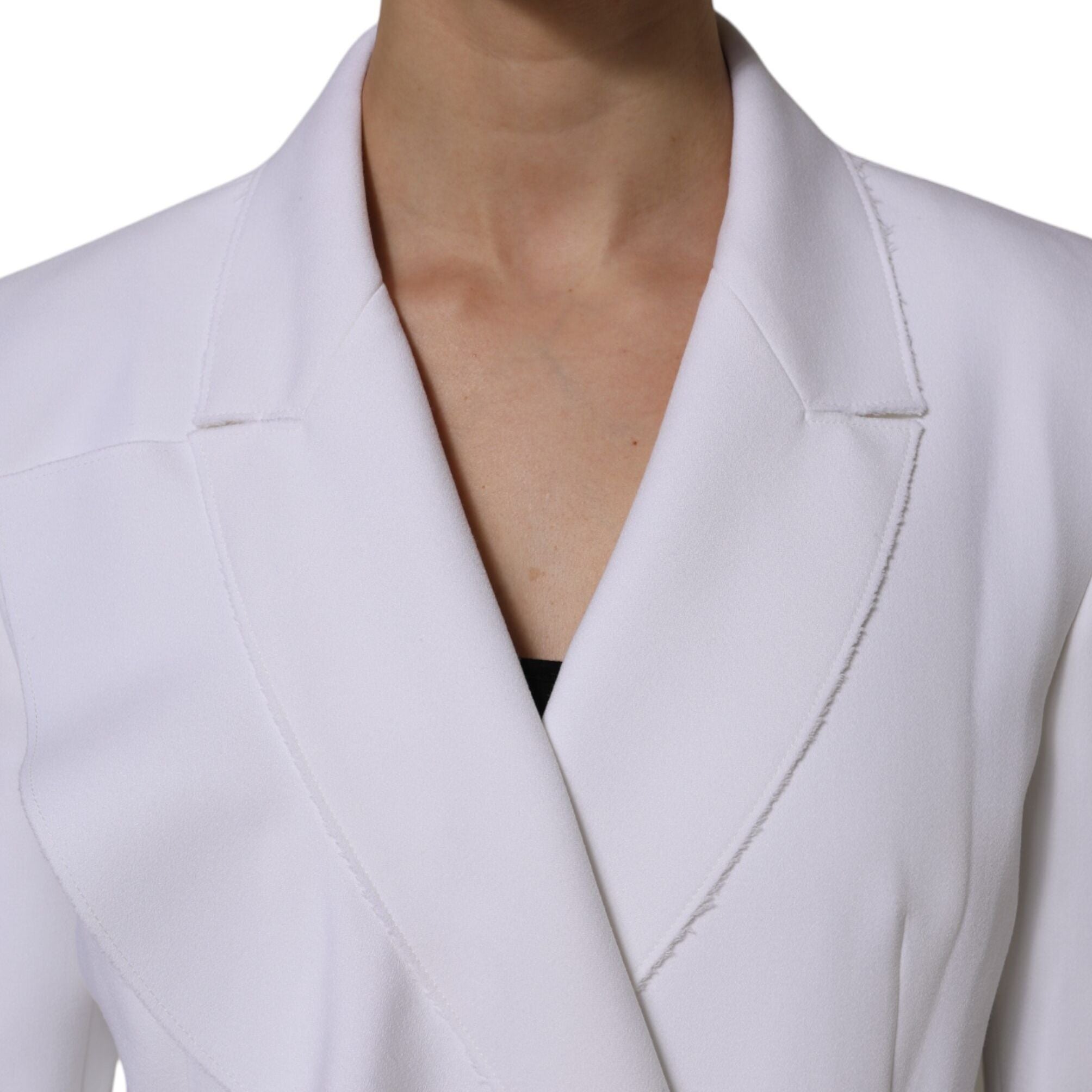 MSGM White Polyester Long Sleeves Ruffled Wrap Jacket