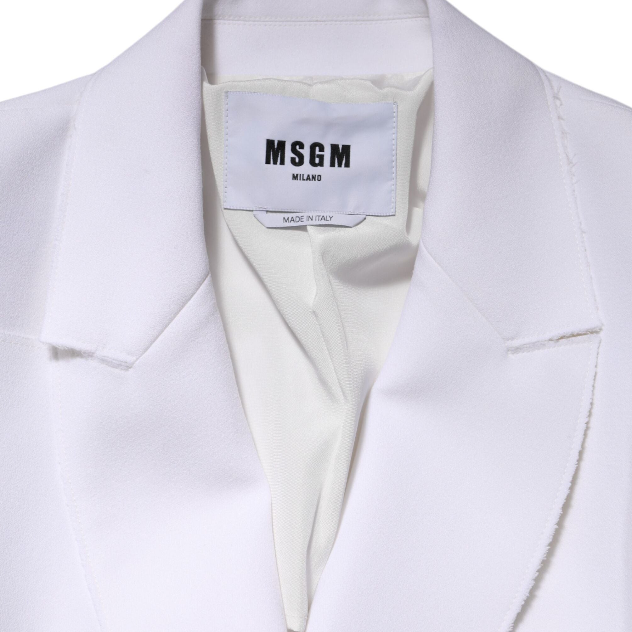 MSGM White Polyester Long Sleeves Ruffled Wrap Jacket