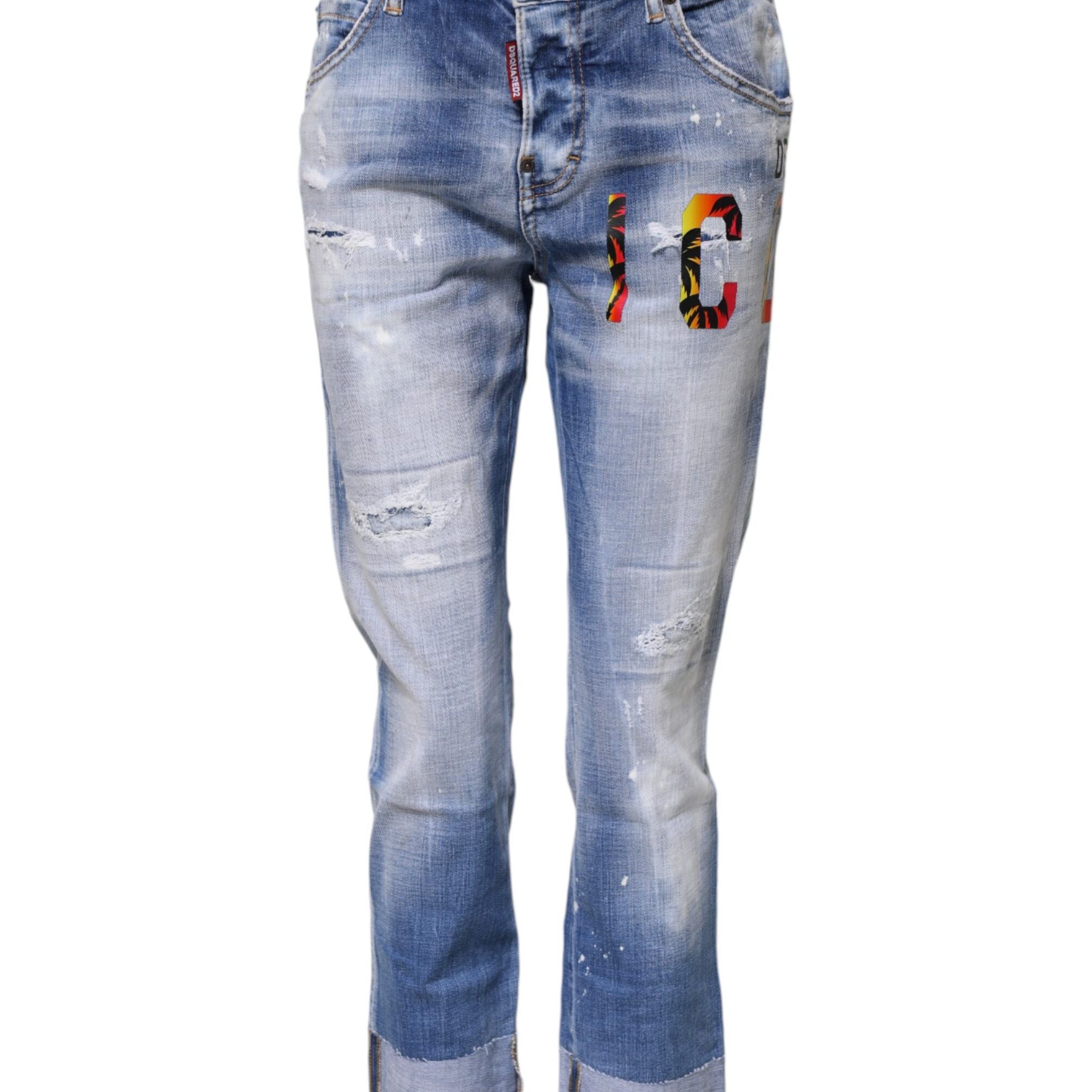 Dsquared² Blue Washed Cotton Mid Waist Skinny Denim Jeans
