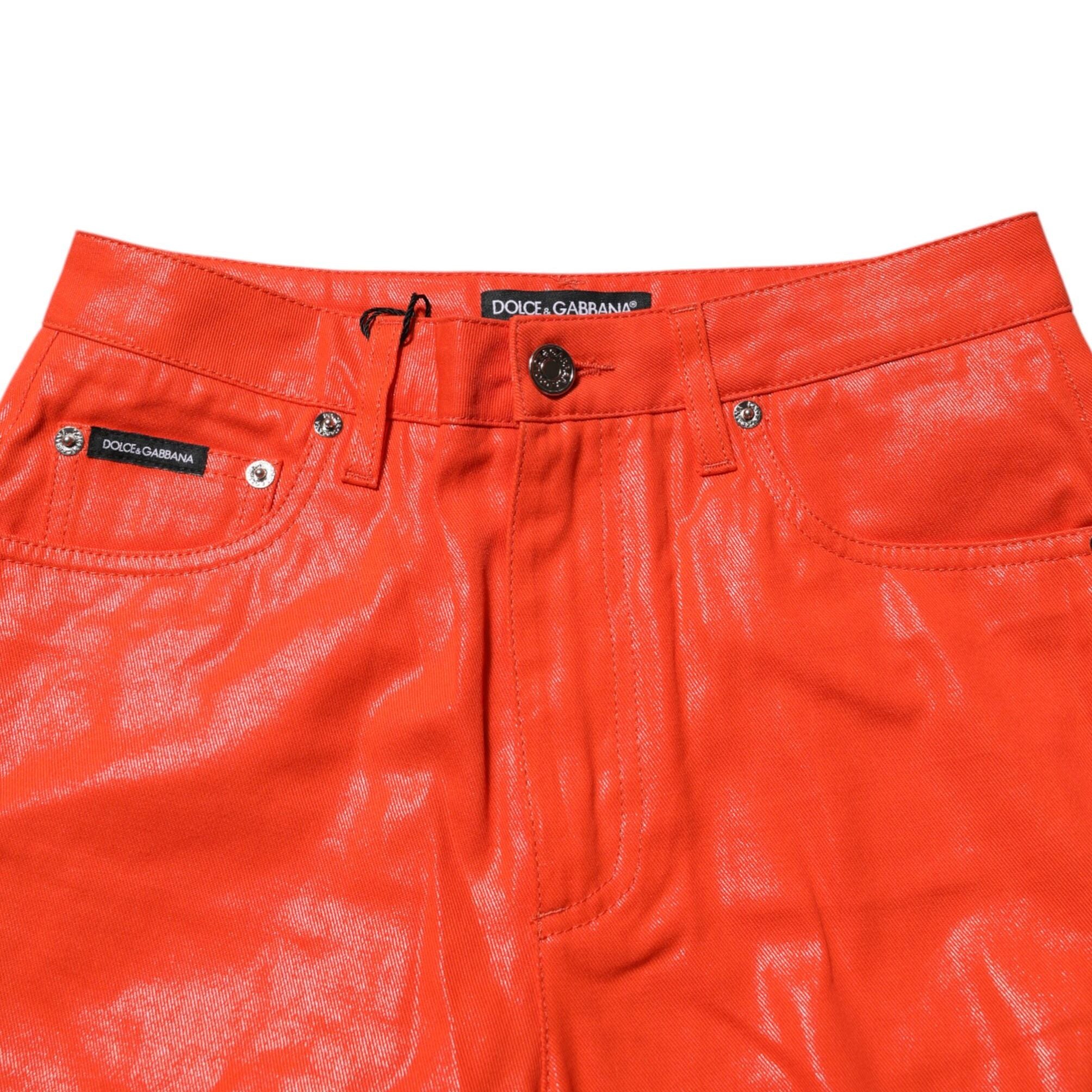 Dolce & Gabbana Orange Cotton High Waisted Denim Jeans