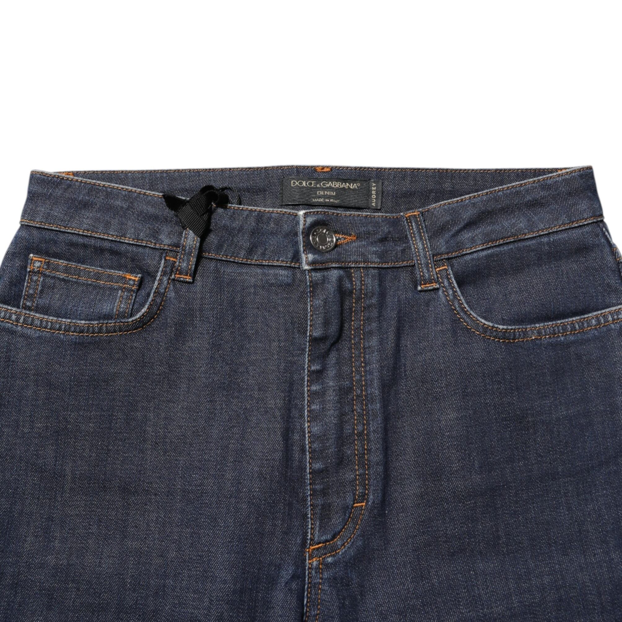 Dolce & Gabbana Blue Queen Patch AUDREY Mid Waist Denim Jeans