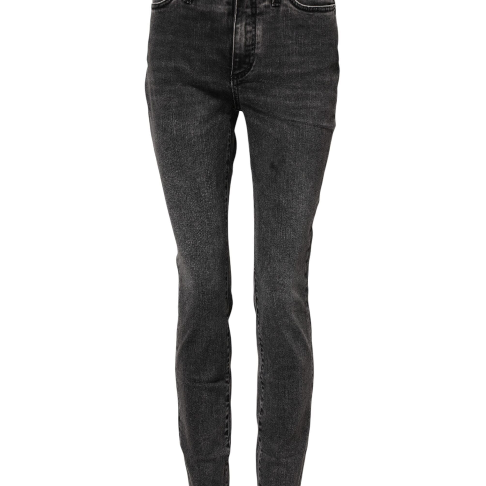 Dolce & Gabbana Gray Skinny Cotton Mid Waisted Denim Jeans