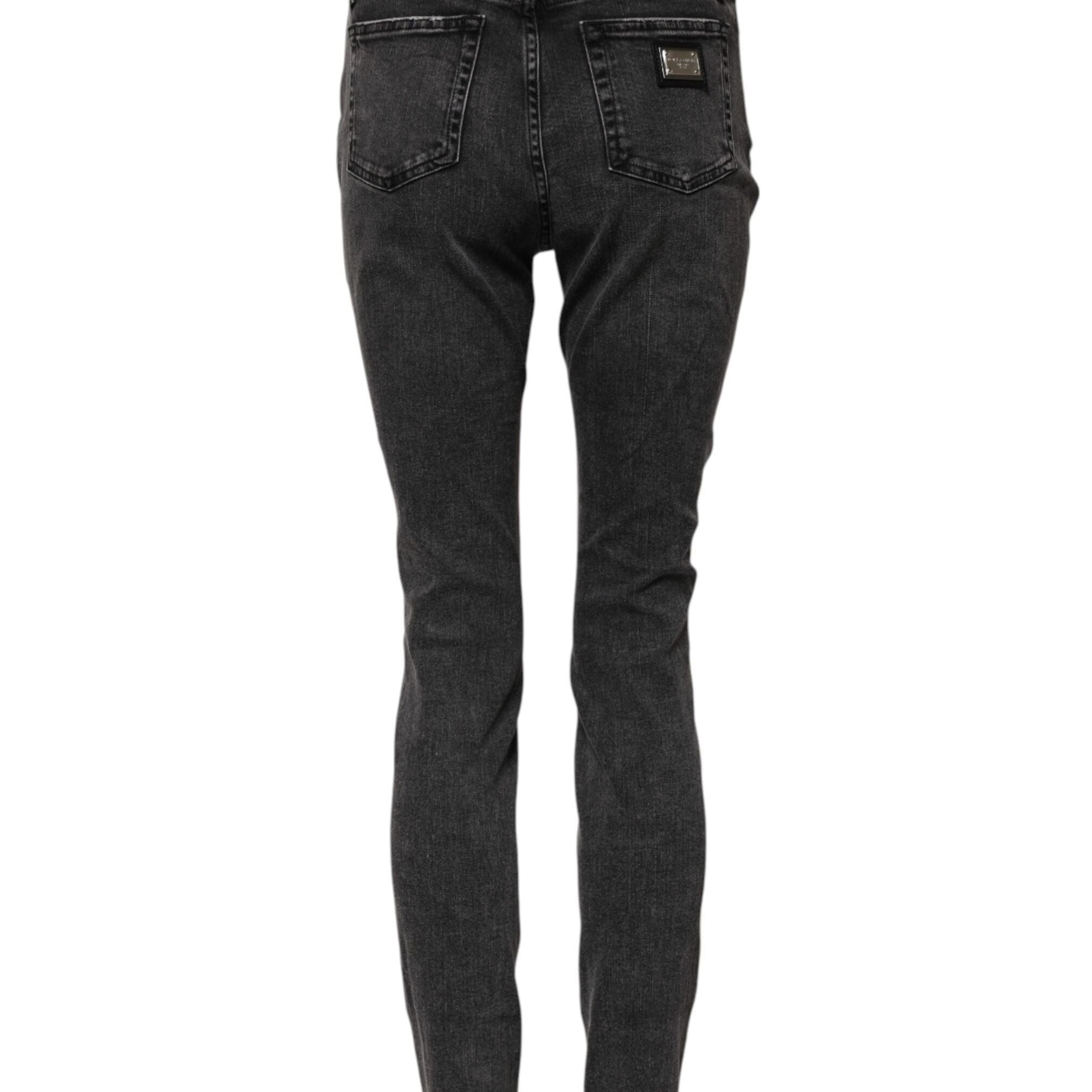 Dolce & Gabbana Gray Skinny Cotton Mid Waisted Denim Jeans