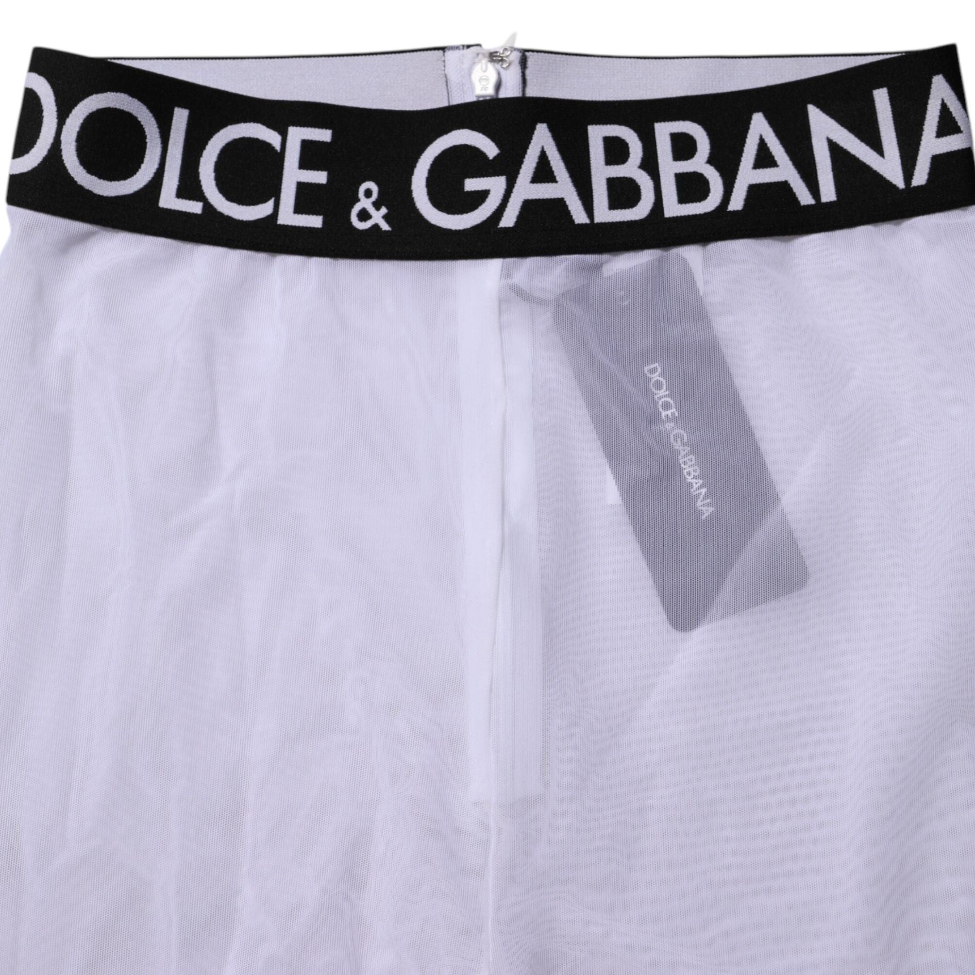 Dolce & Gabbana Gray Nylon DG Logo Mid Waisted Leggings Pants