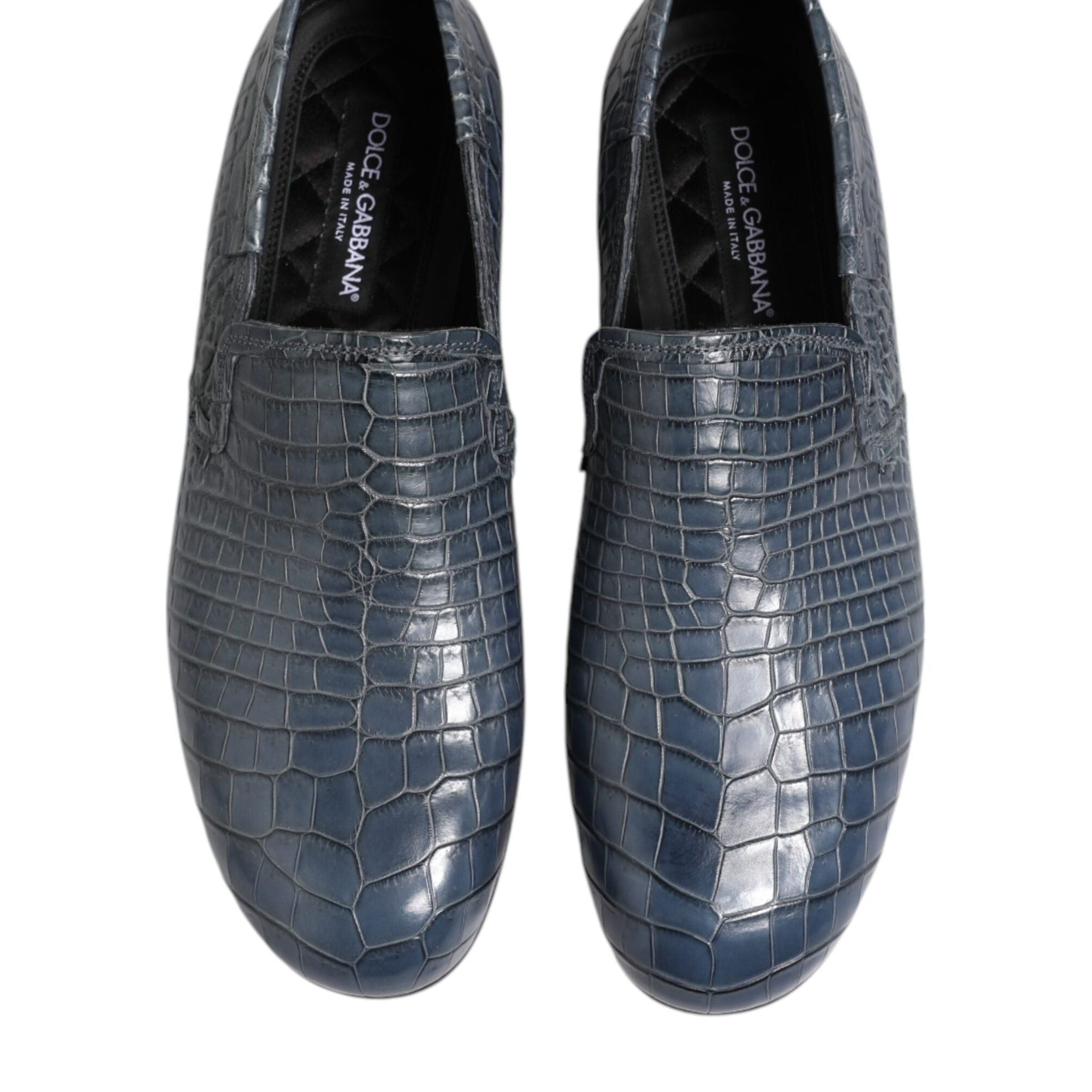 Dolce & Gabbana Blue Exotic Leather Slip On Loafers Men Dress Shoes