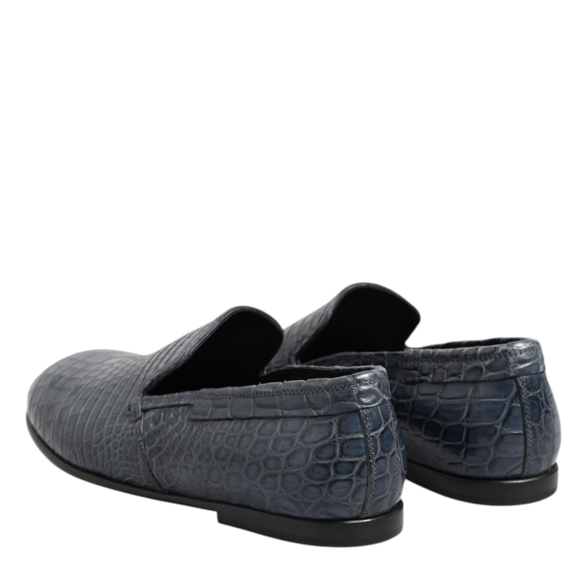 Dolce & Gabbana Blue Exotic Leather Slip On Loafers Men Dress Shoes