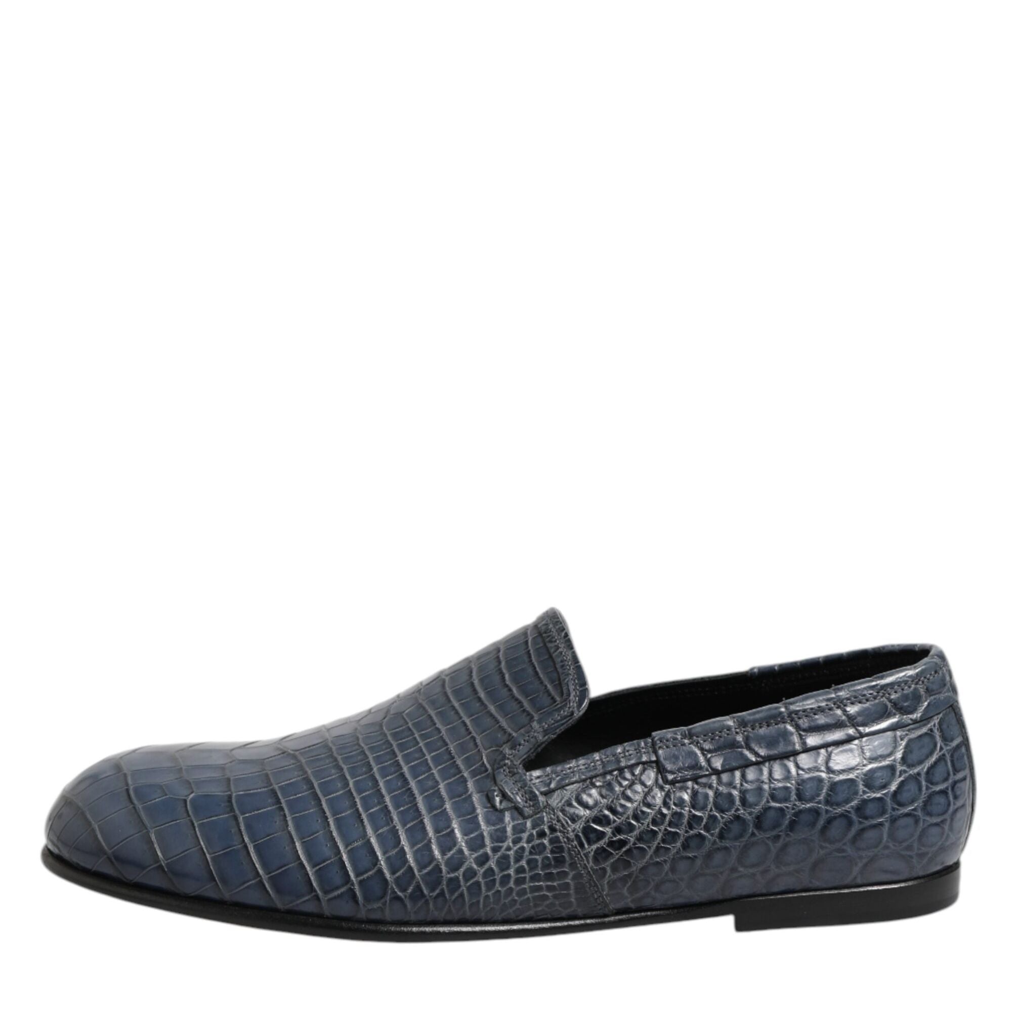 Dolce & Gabbana Blue Exotic Leather Slip On Loafers Men Dress Shoes