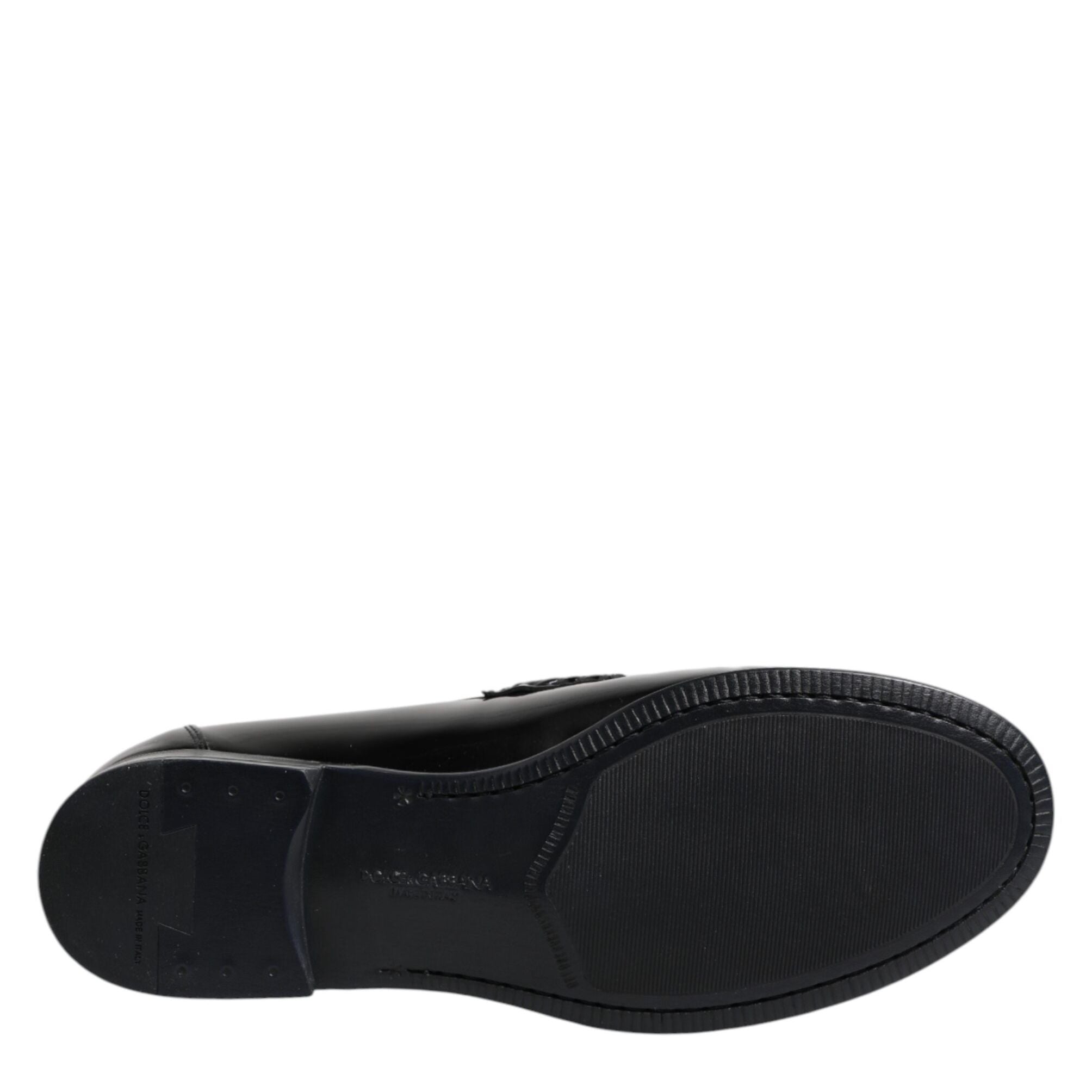 Dolce & Gabbana Black Leather Slip On Loafers Dress Shoes