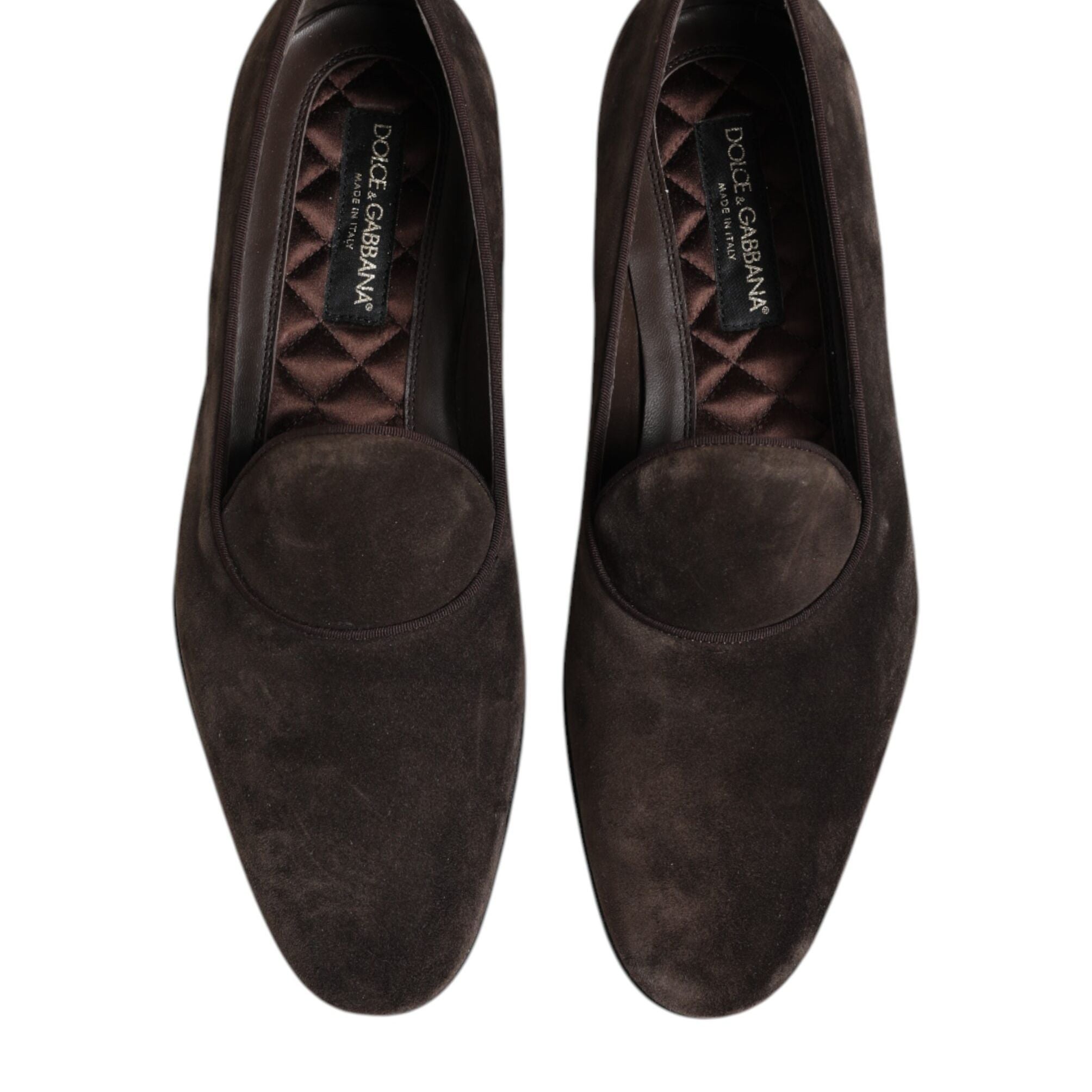 Dolce & Gabbana Brown Velvet Leather Slip On Loafers Shoes