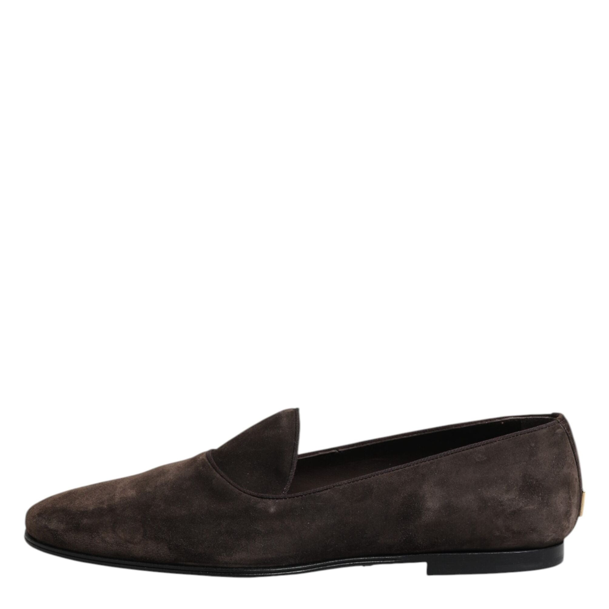 Dolce & Gabbana Brown Velvet Leather Slip On Loafers Shoes