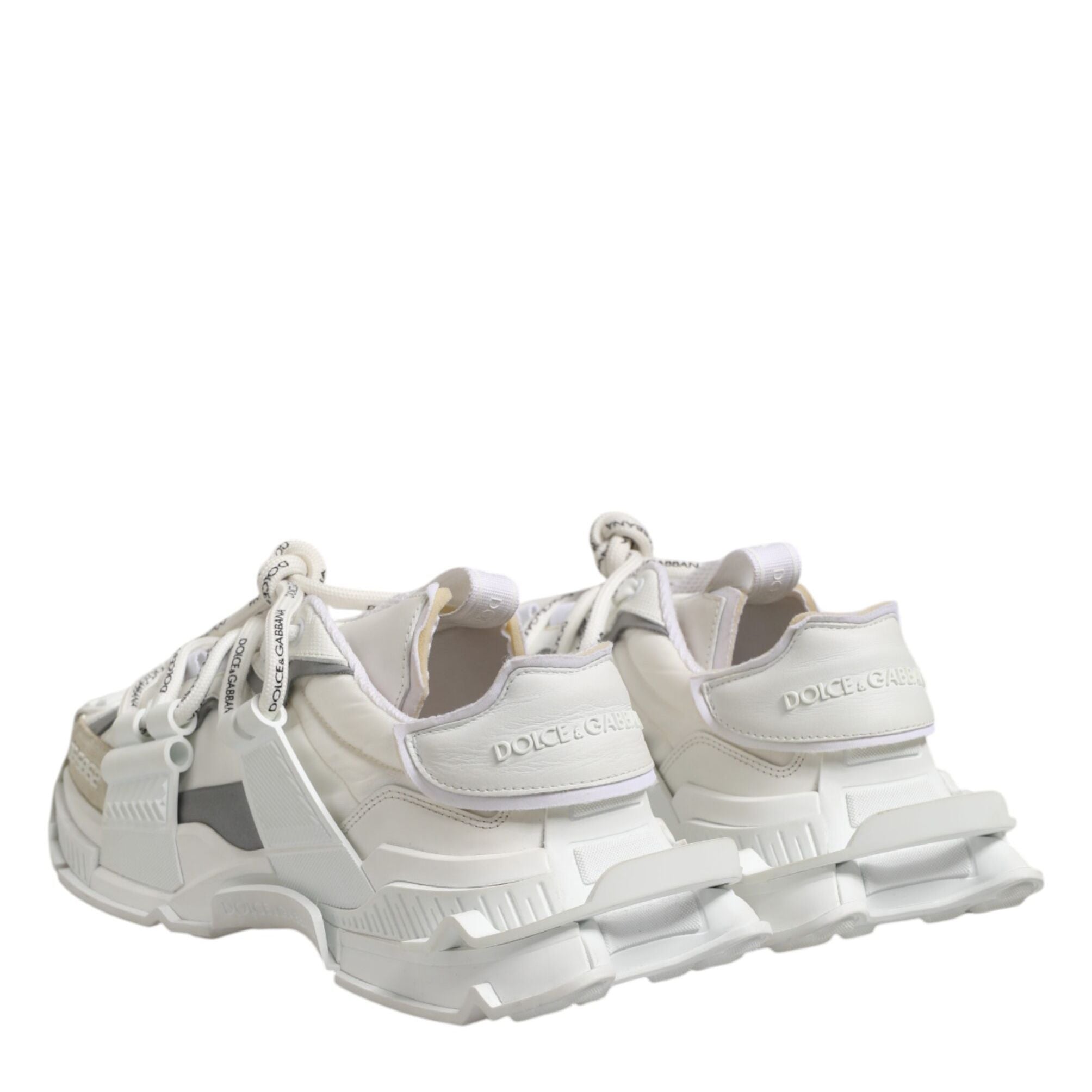 Dolce & Gabbana White Gray Low Top Space Sneakers Shoes