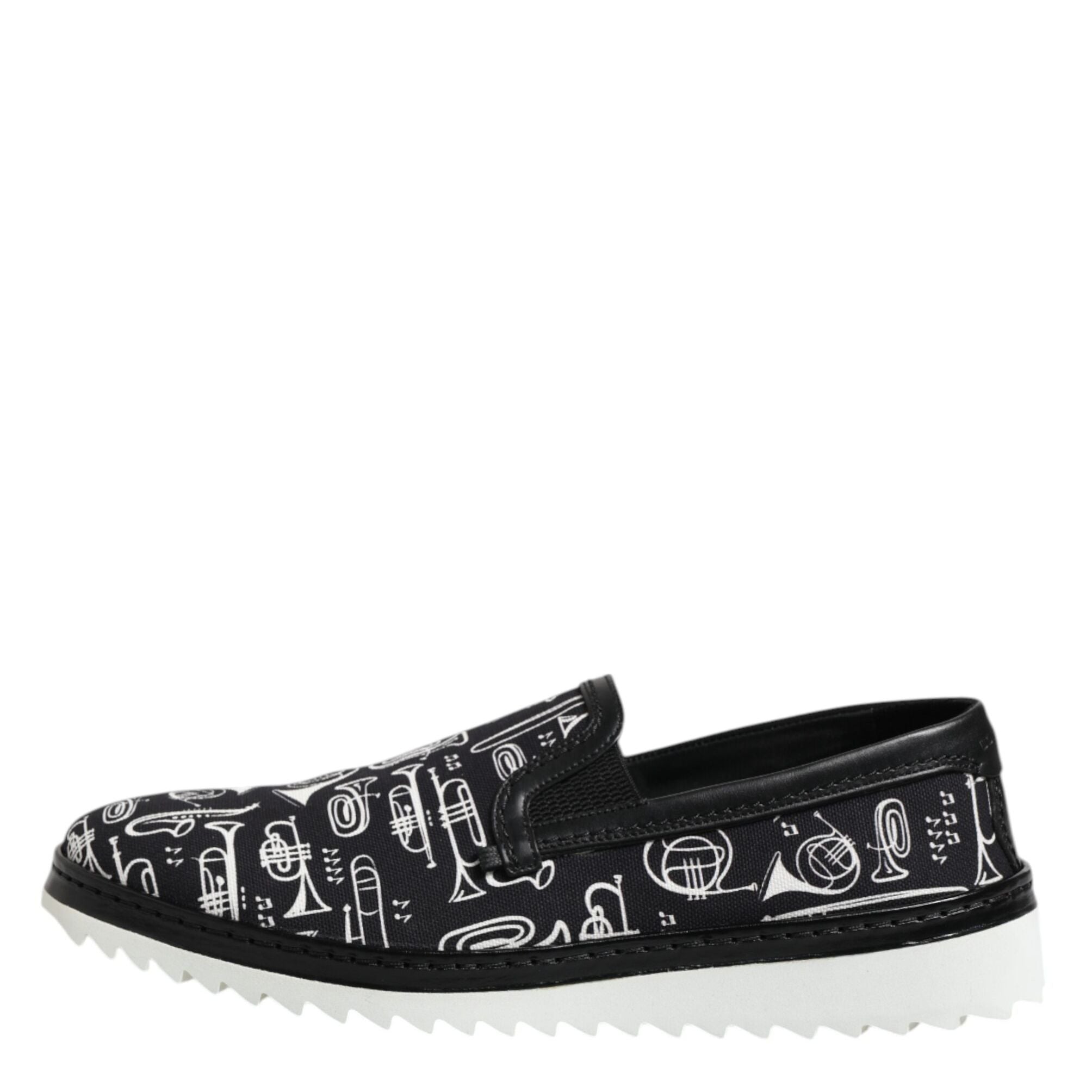 Dolce & Gabbana Black Slip On Printed Men Loafers Shoes