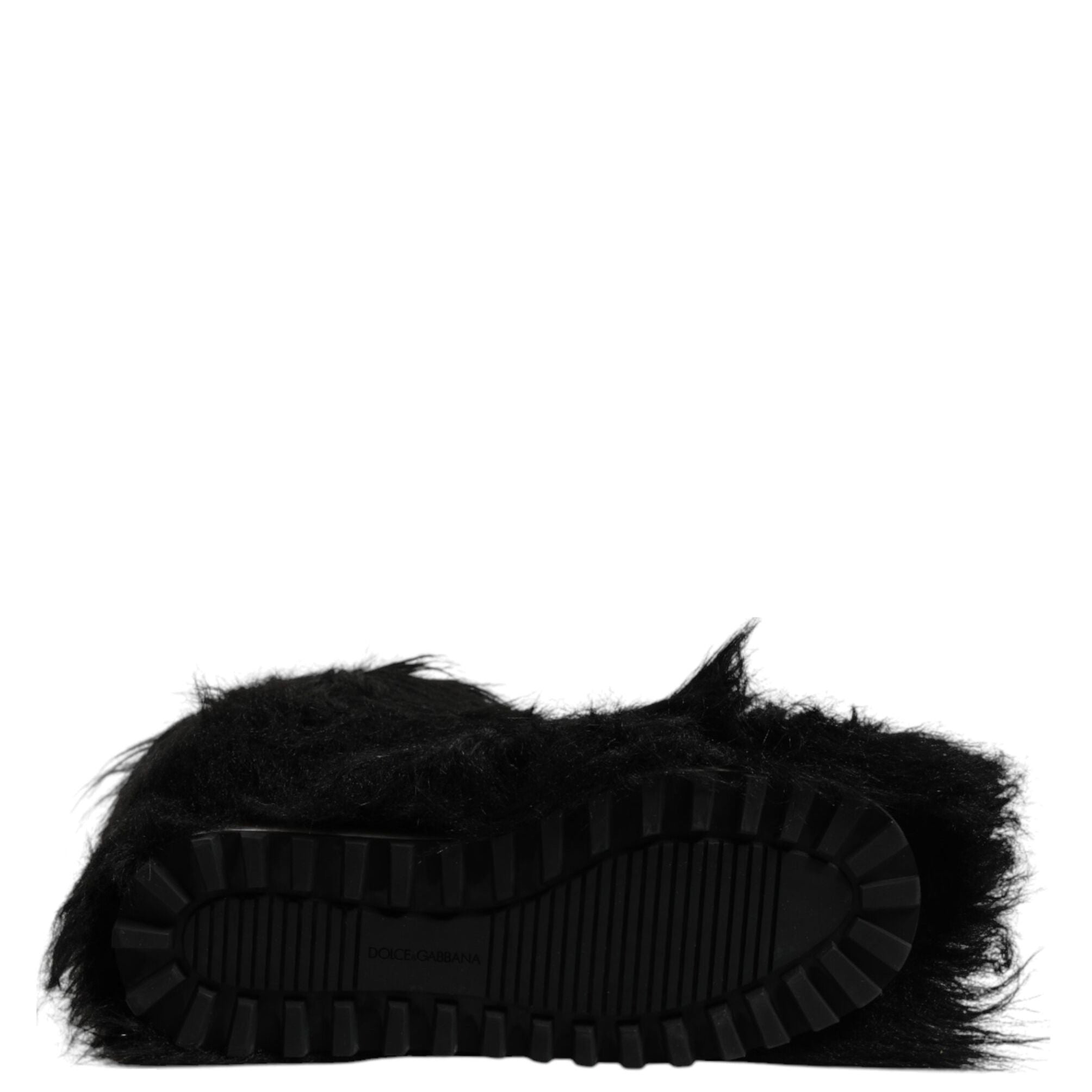 Dolce & Gabbana Black Faux Fur Mid Calf Boots Shoes