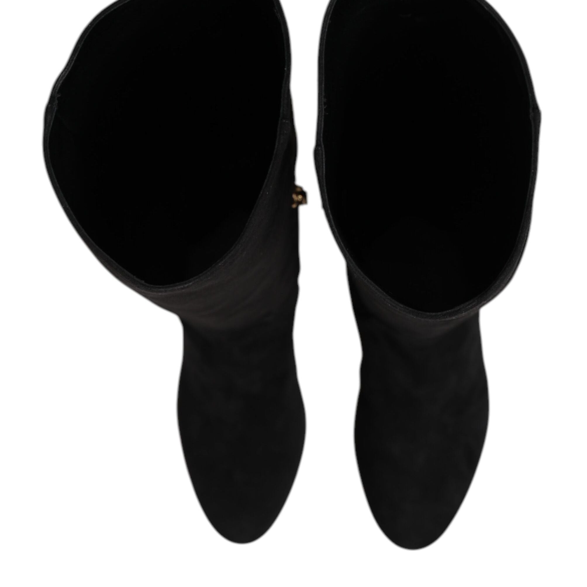 Dolce & Gabbana Black Suede Leather Knee High Boots Shoes