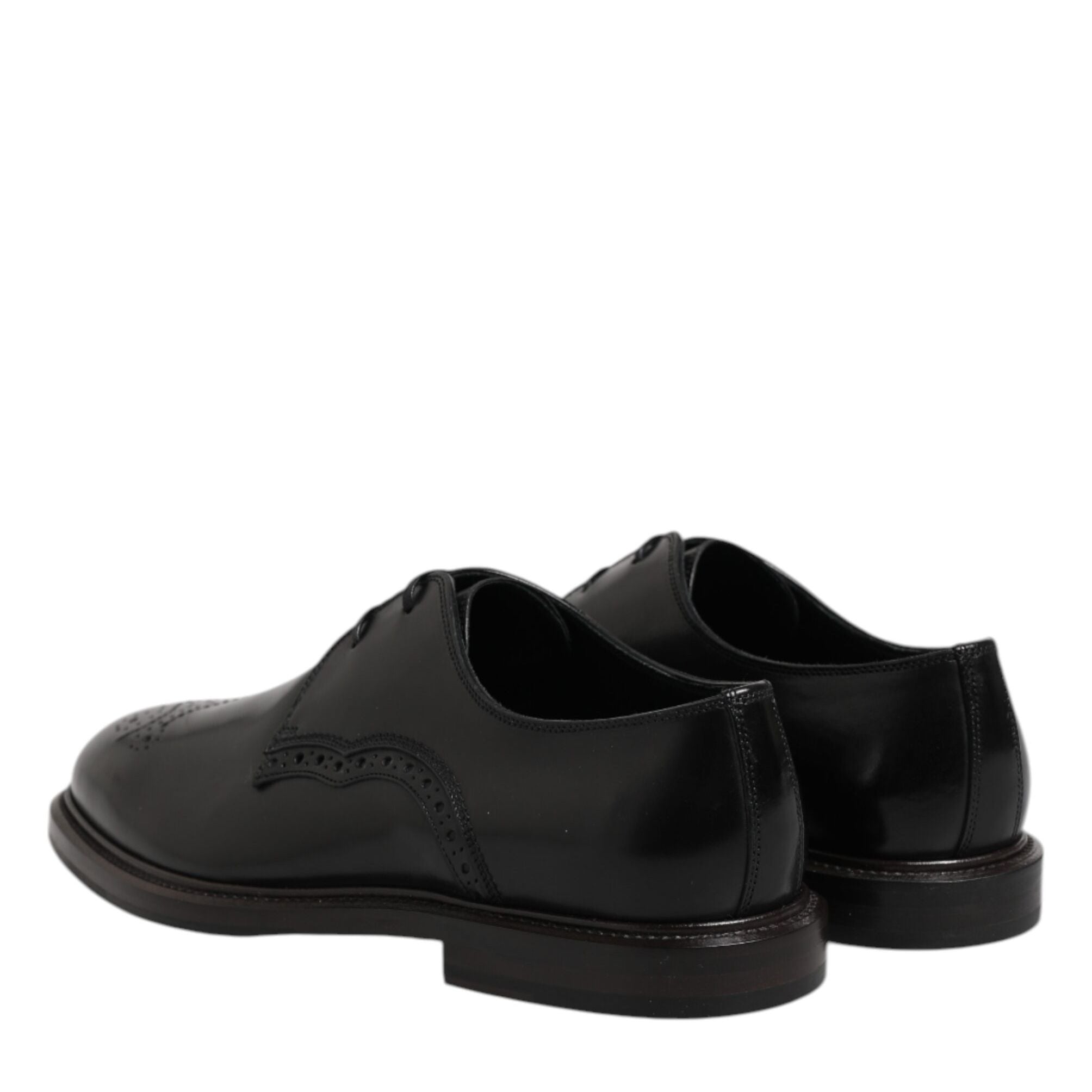 Dolce & Gabbana Black Leather Derby Wingtip Formal Shoes