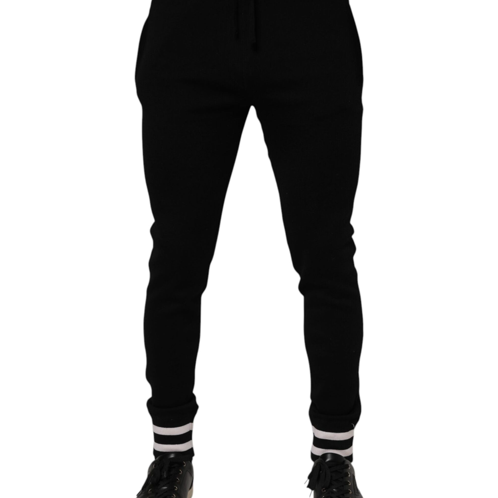 Dolce & Gabbana Black Cotton Men Jogger Sweatpants Pants
