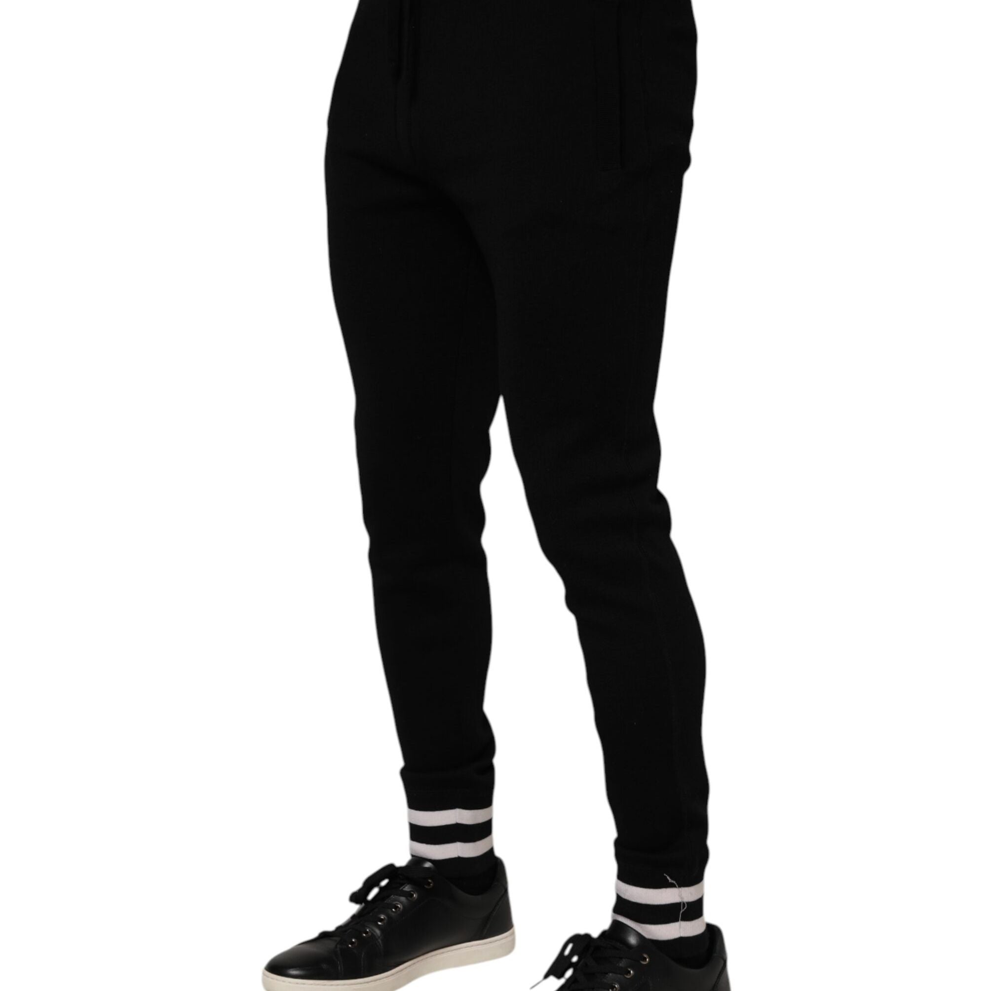 Dolce & Gabbana Black Cotton Men Jogger Sweatpants Pants