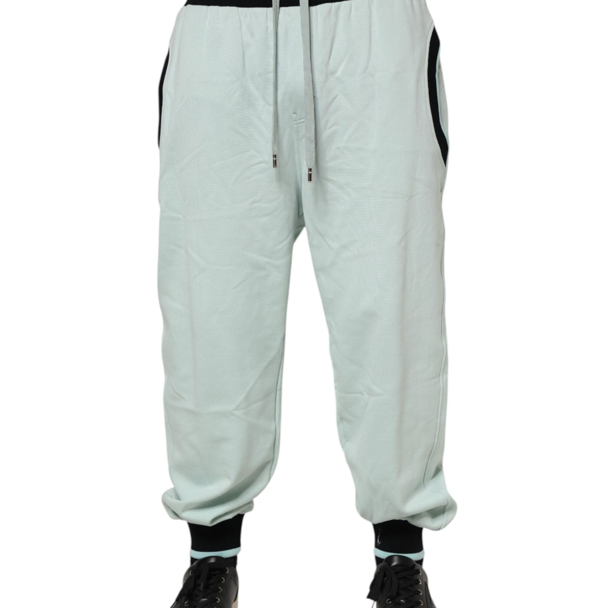 Dolce & Gabbana Light Green Cotton Men Jogger Sweatpants Pants