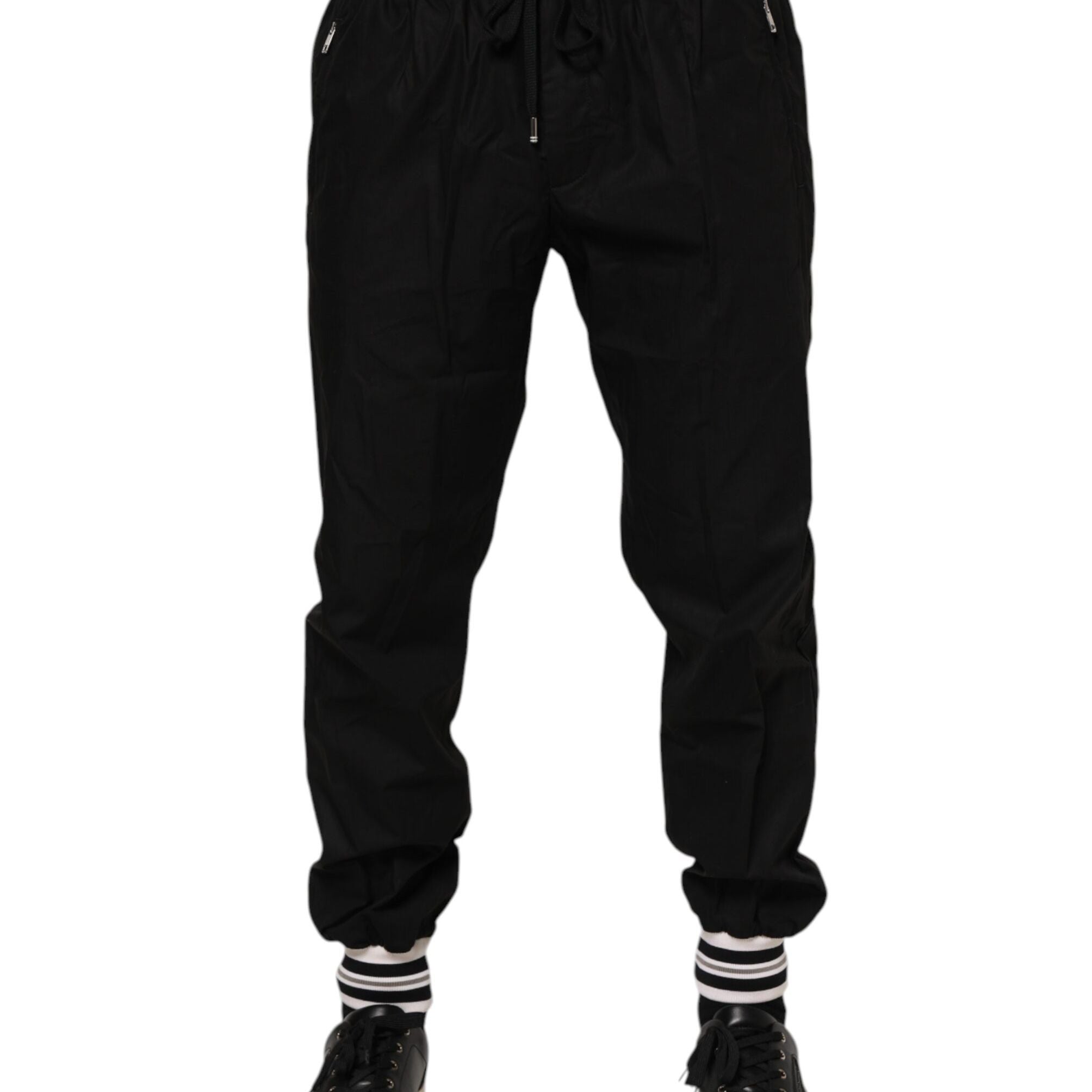 Dolce & Gabbana Black Cotton Logo Tape Men Jogger Pants