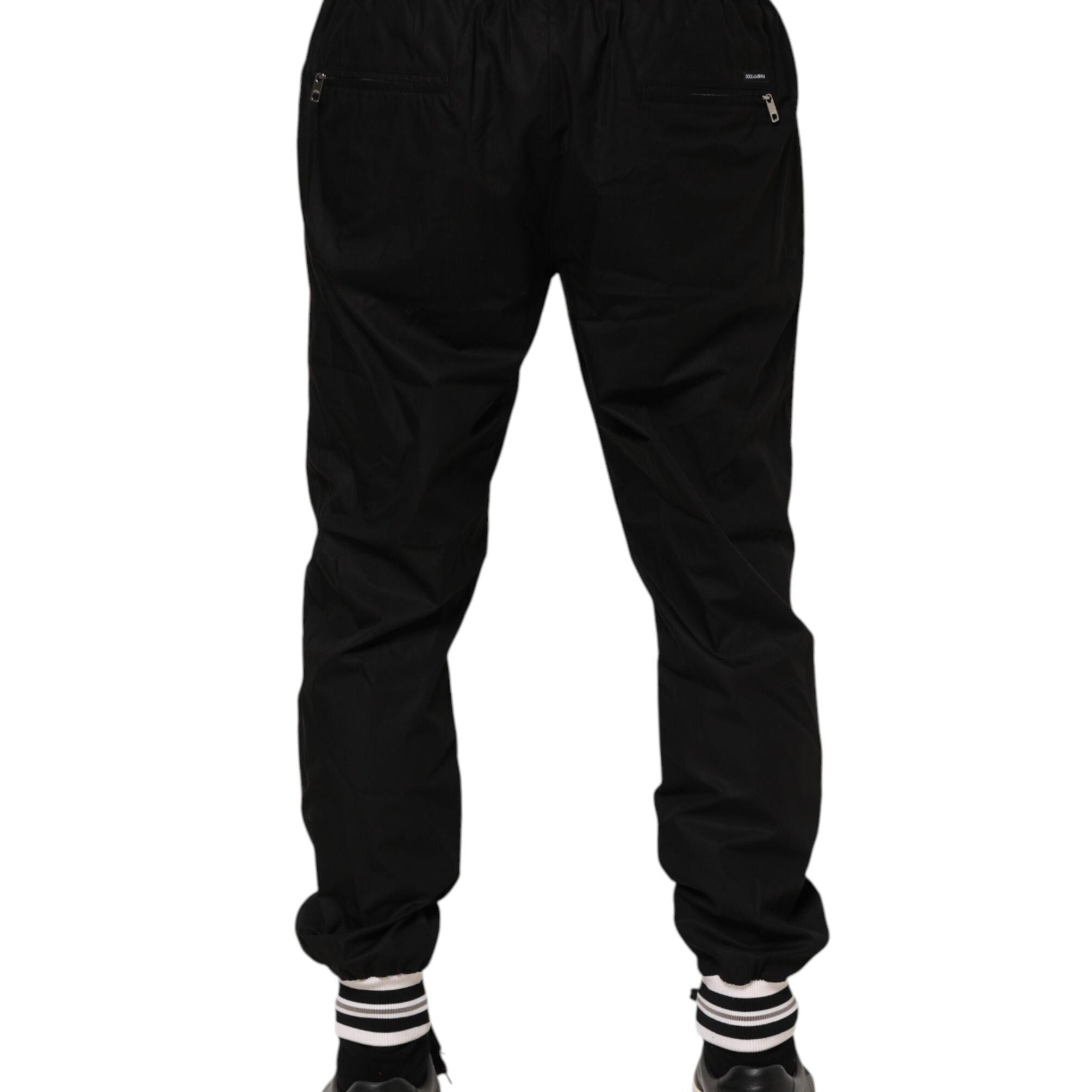 Dolce & Gabbana Black Cotton Logo Tape Men Jogger Pants