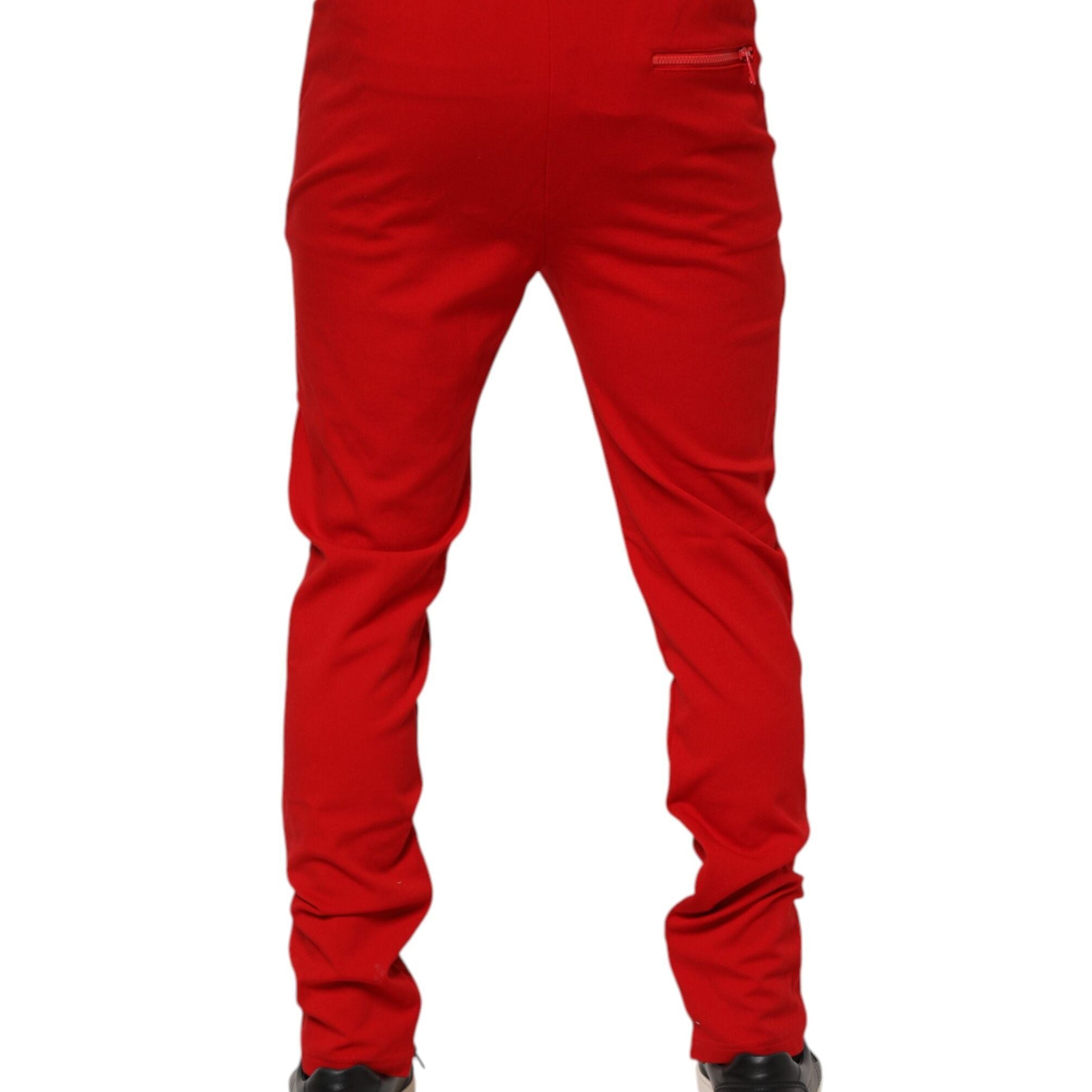 Dolce & Gabbana Red Viscose Logo Jogger Men Sweatpants Pants