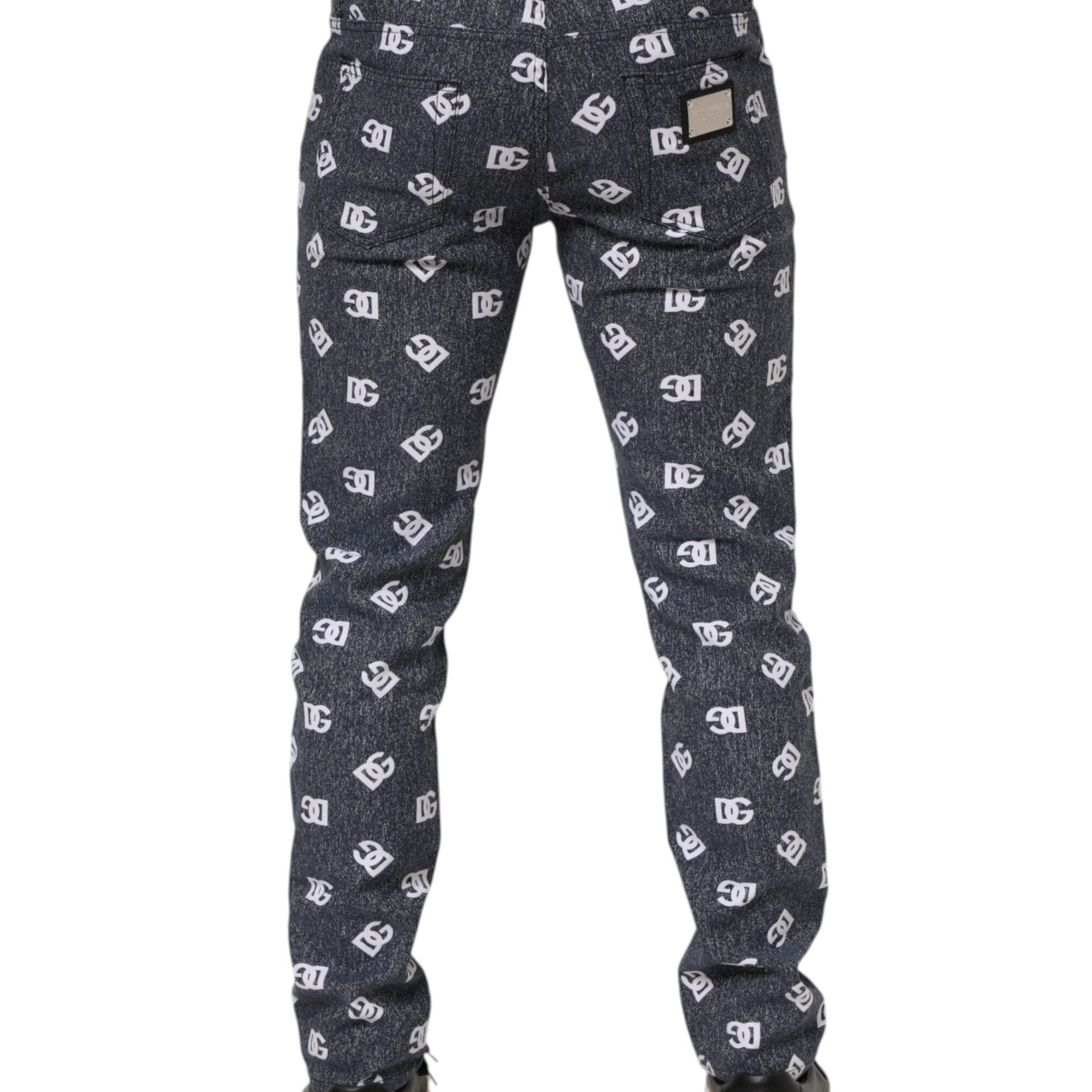 Dolce & Gabbana Dark Gray Logo Cotton Skinny Slim Denim Jeans