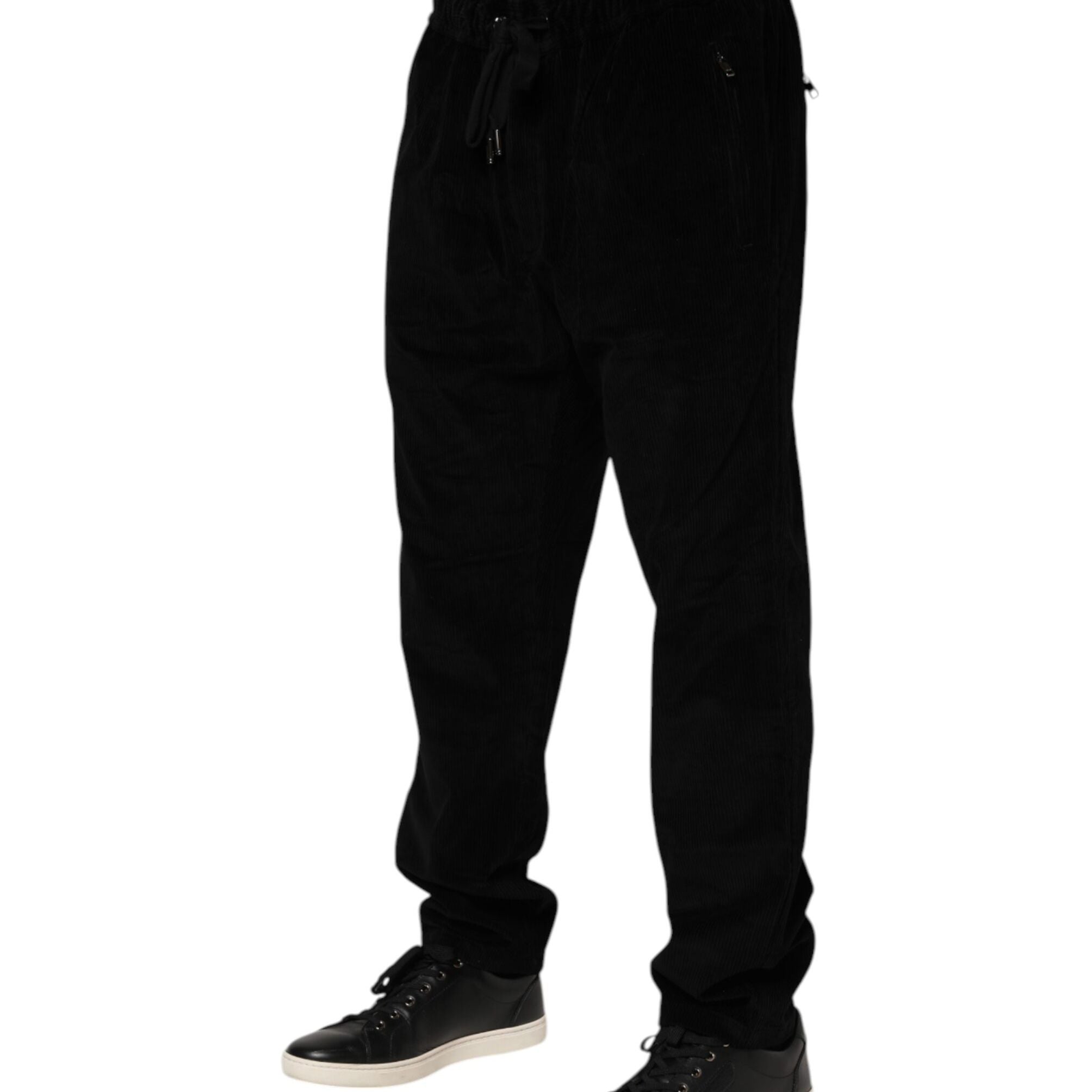 Dolce & Gabbana Black Cotton Men Jogger Sweatpants Pants