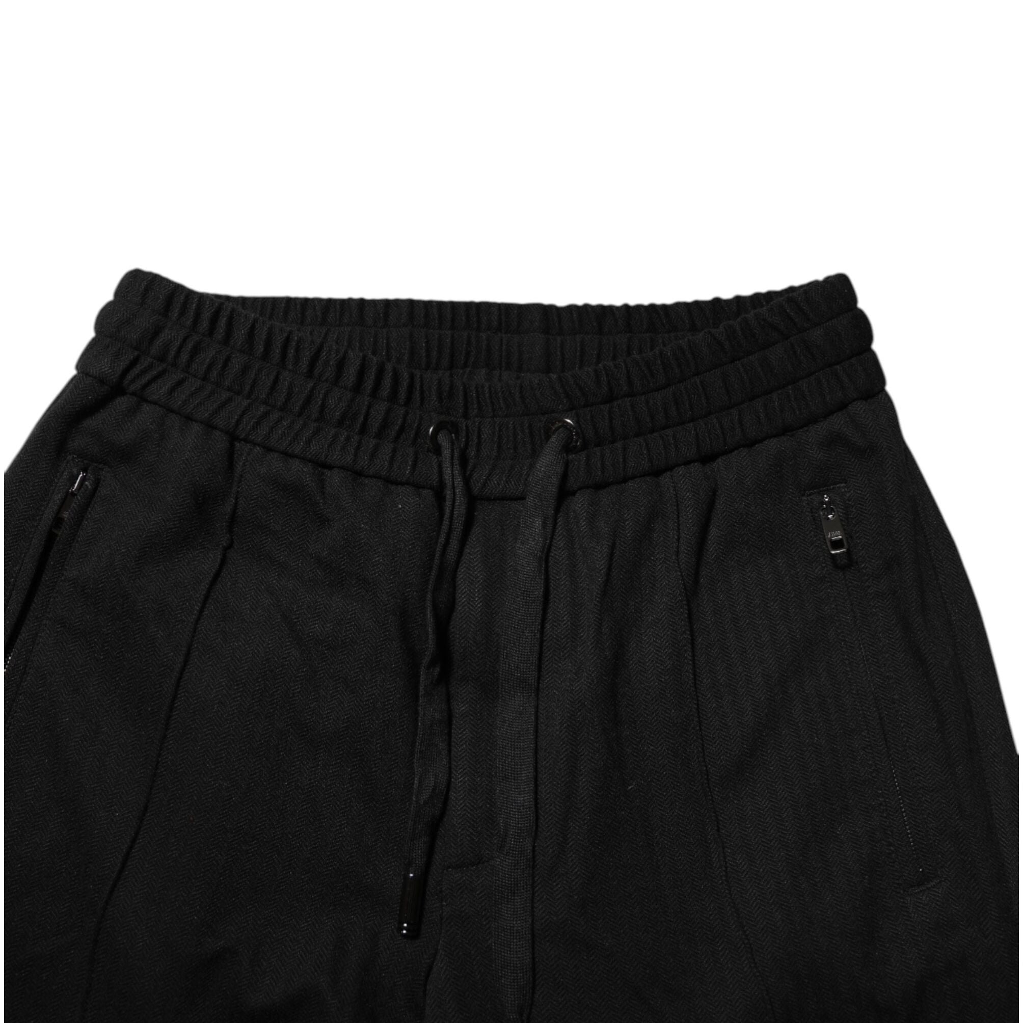 Dolce & Gabbana Black Viscose Drawstring Men Jogger Pants
