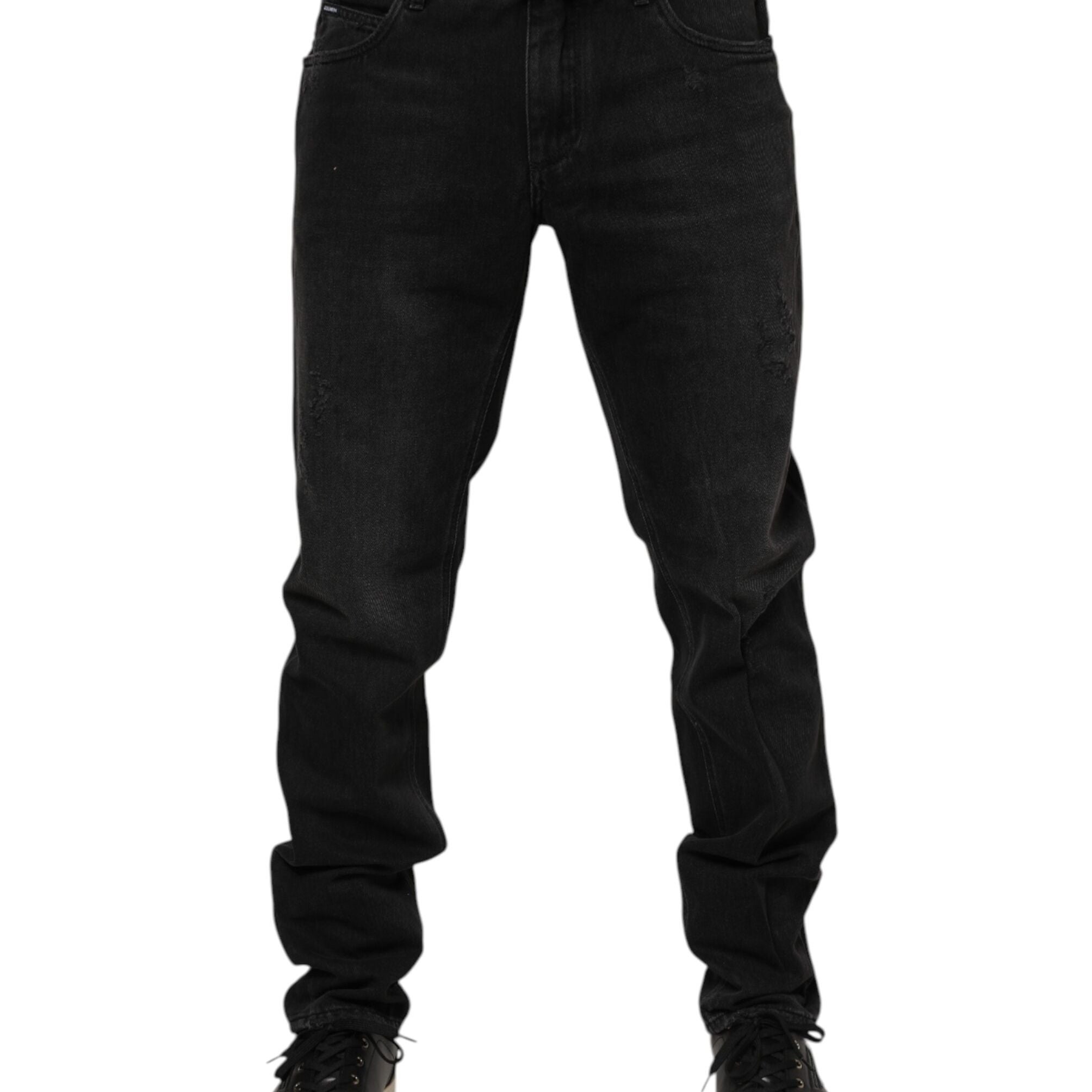Dolce & Gabbana Black Cotton Logo Plaque Skinny Denim Jeans