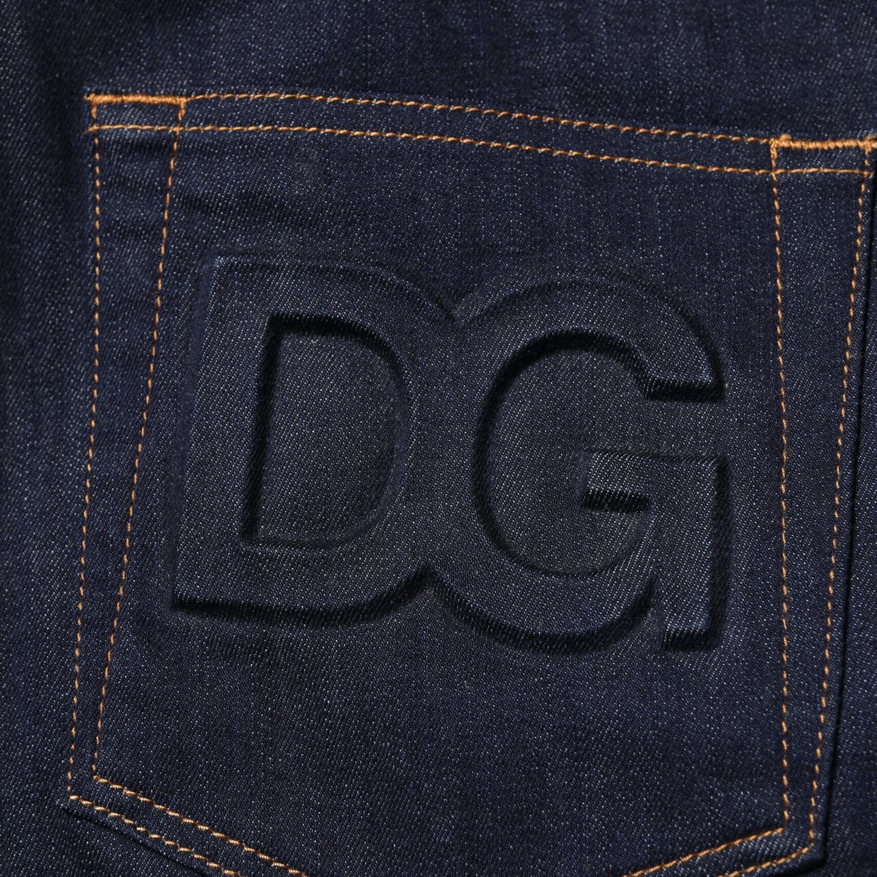 Dolce & Gabbana Dark Blue Cotton Logo Slim Fit Men Denim Jeans