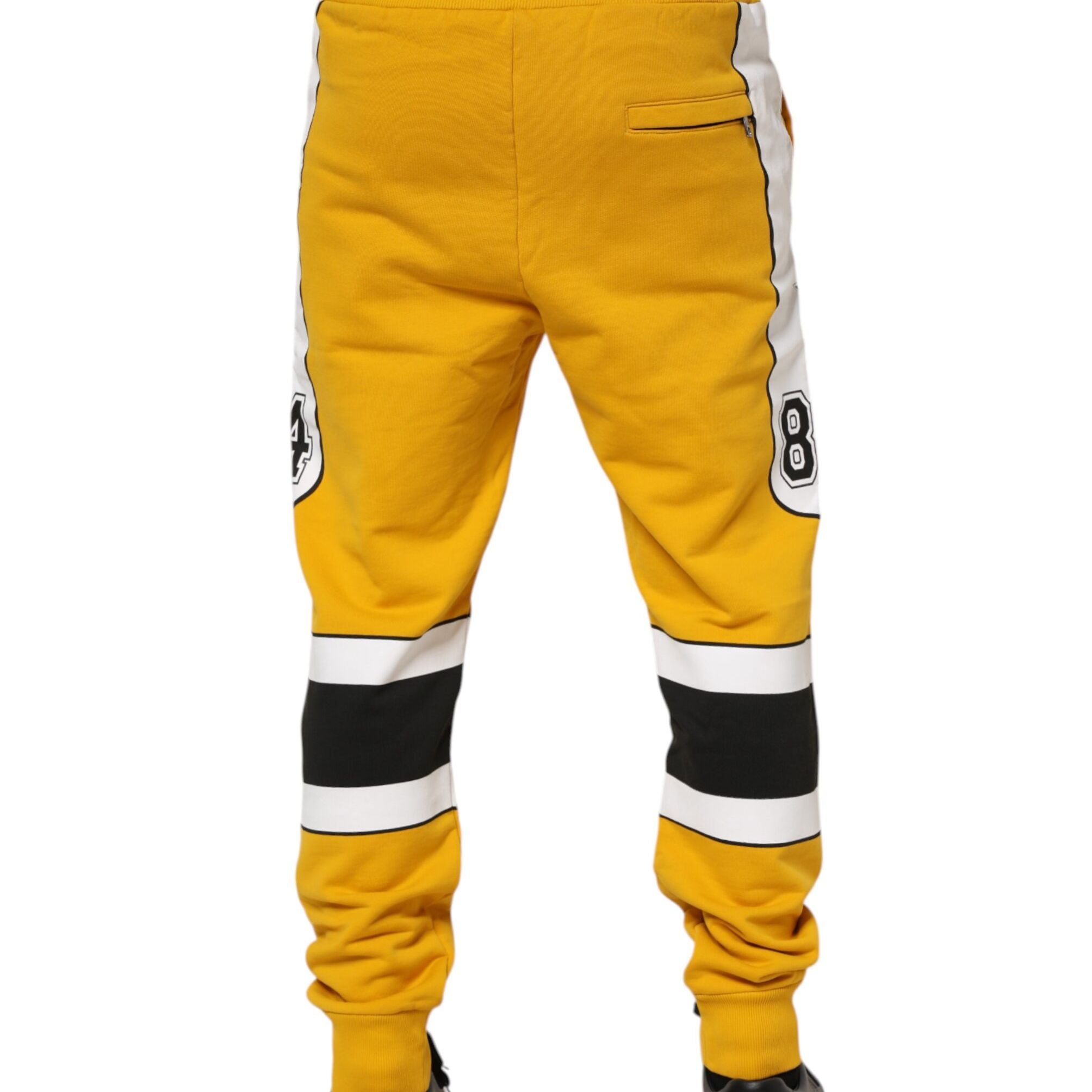 Dolce & Gabbana Yellow Cotton Drawstring Jogger Pants