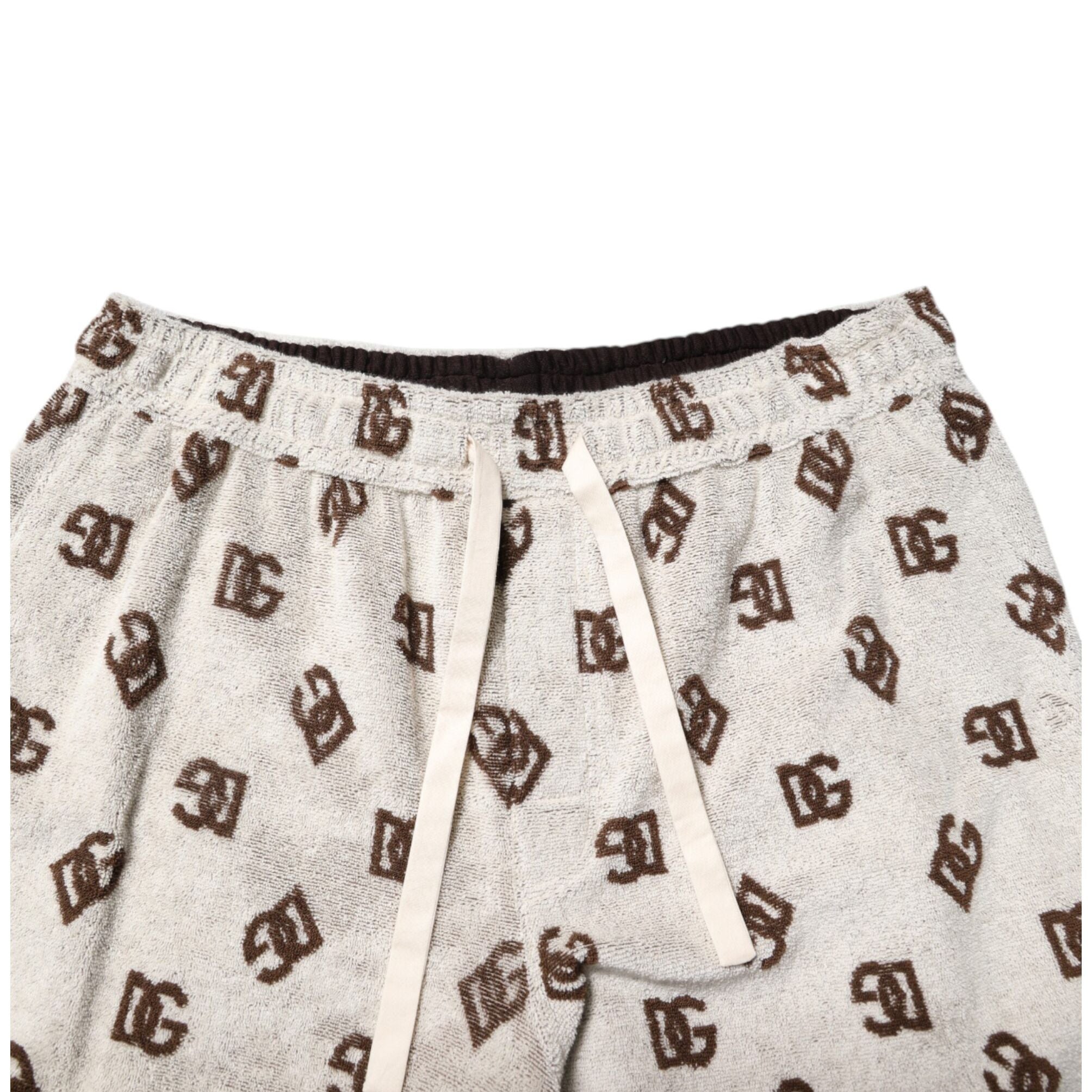 Dolce & Gabbana White Cotton DG Mania Print Men Bermuda Shorts