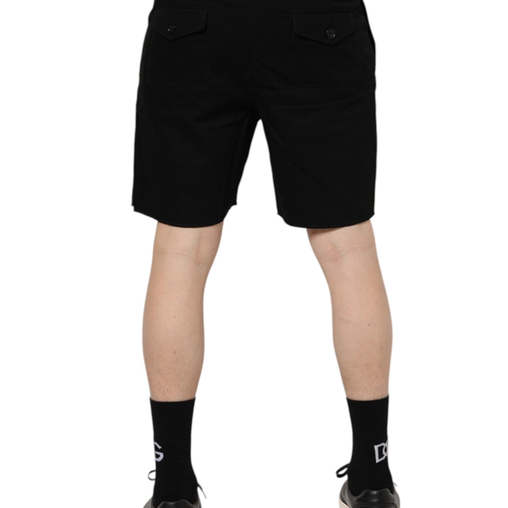 Dolce & Gabbana Black Cotton Knee Length Men Bermuda Shorts