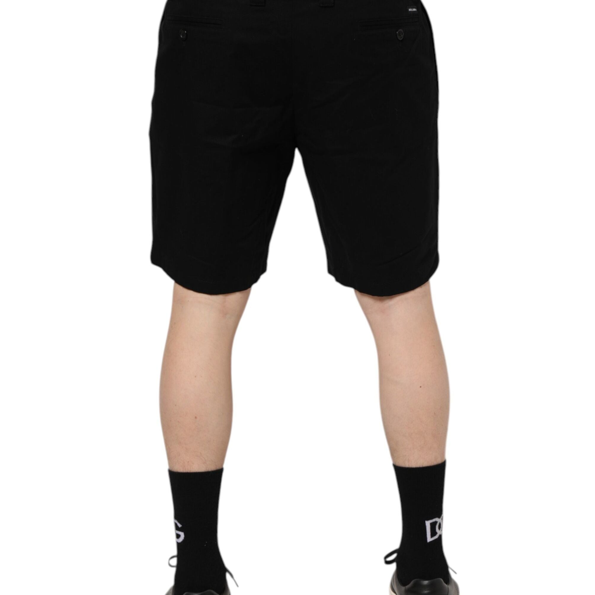 Dolce & Gabbana Black Cotton Knee Length Men Bermuda Shorts