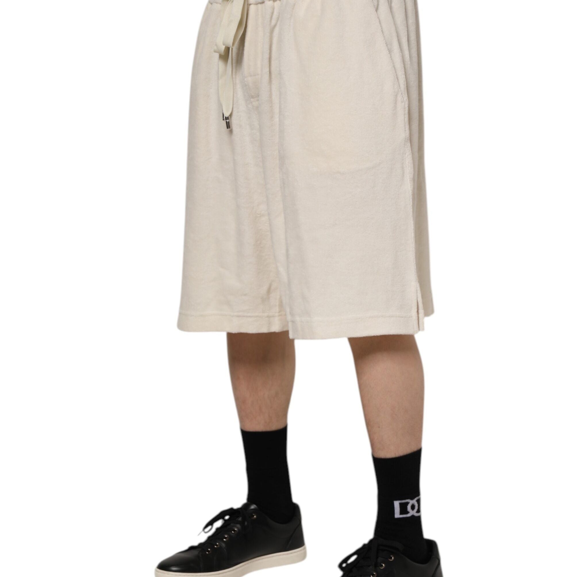 Dolce & Gabbana Ivory Cotton Men Bermuda Sweatshorts Shorts